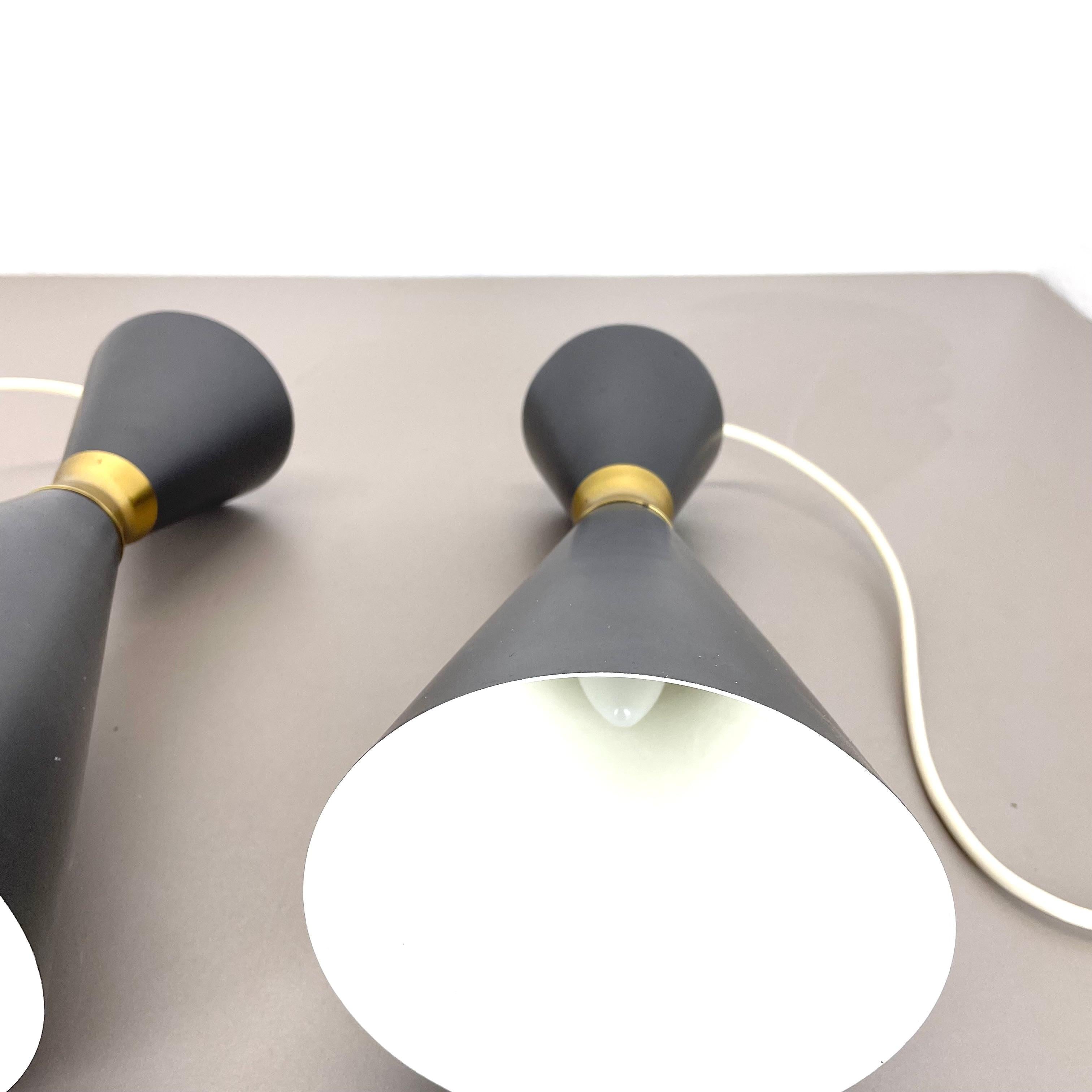 set of 2 Diabolo Stilnovo Style Metal Hanging Light, BAG TURGI, Switzerland 1950 For Sale 8