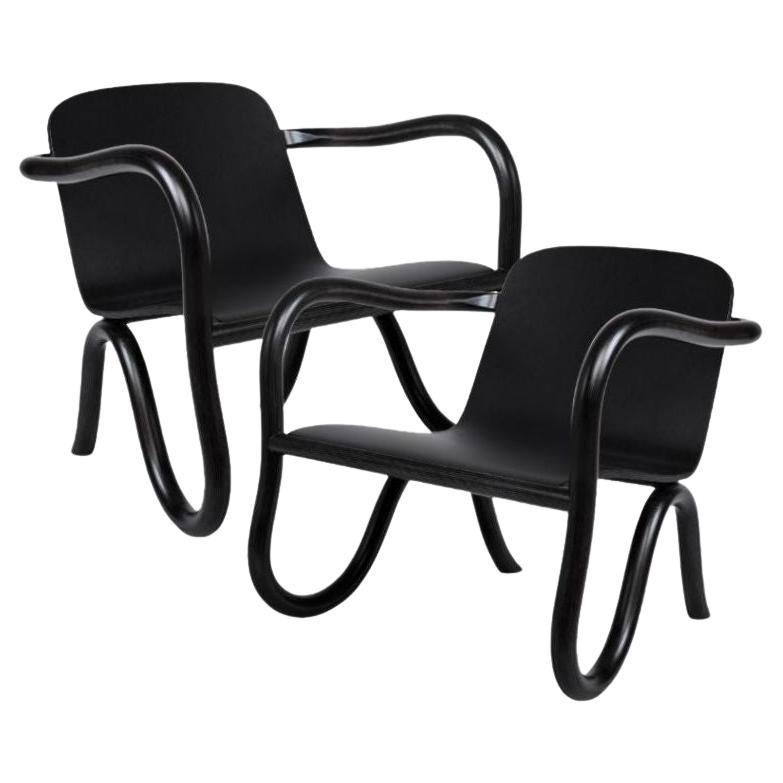 Set of 2 Kolho Original Lounge Chairs in MDJ KUU Black by Made By Choice For Sale