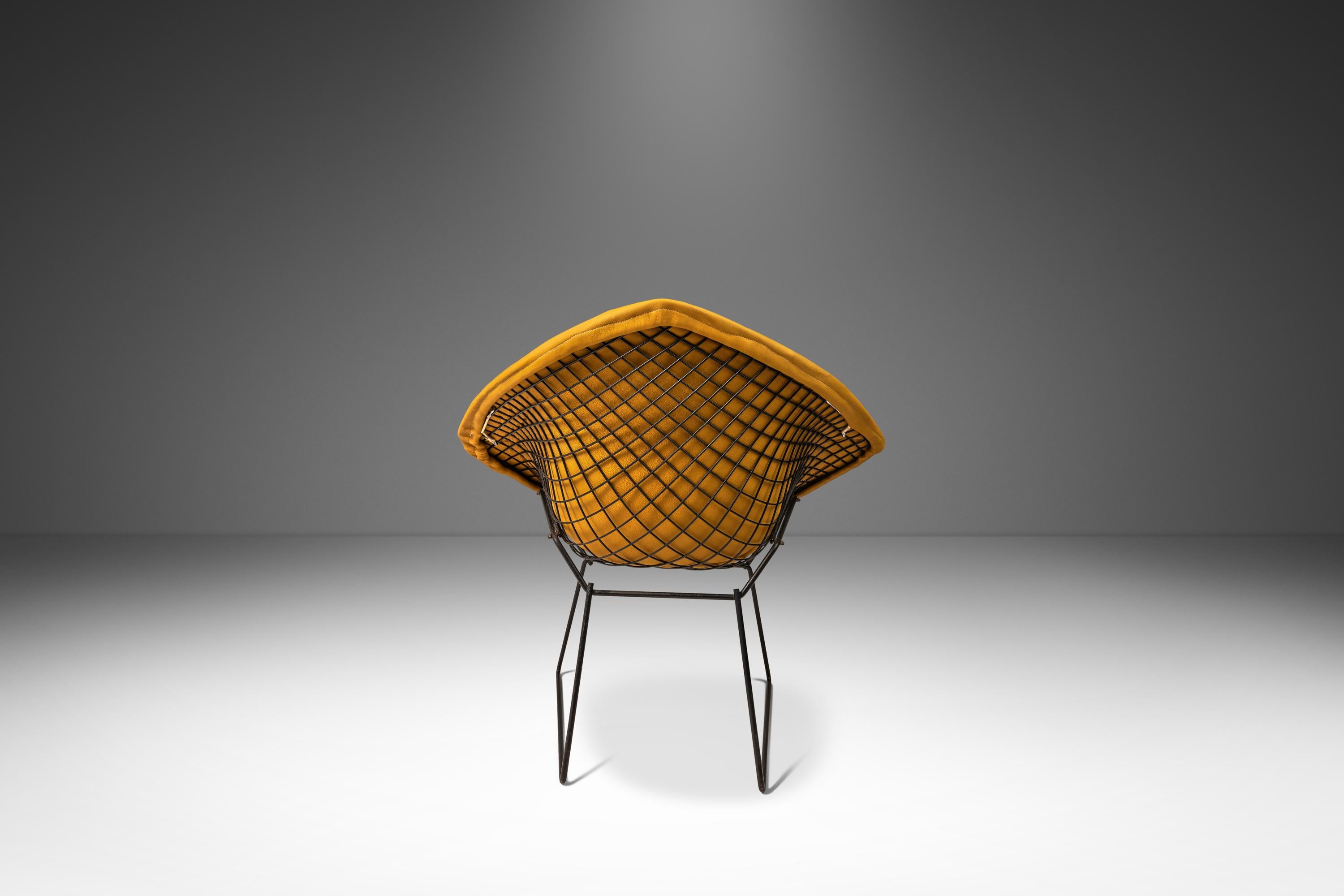 Steel Set of 2  'Diamond' Leather Chairs by Harry Bertoia for Knoll, USA, c. 1960's For Sale