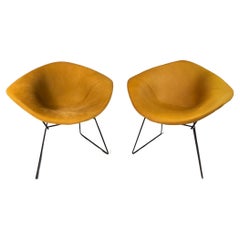 Set of 2  'Diamond' Leather Chairs by Harry Bertoia for Knoll, USA, c. 1960's