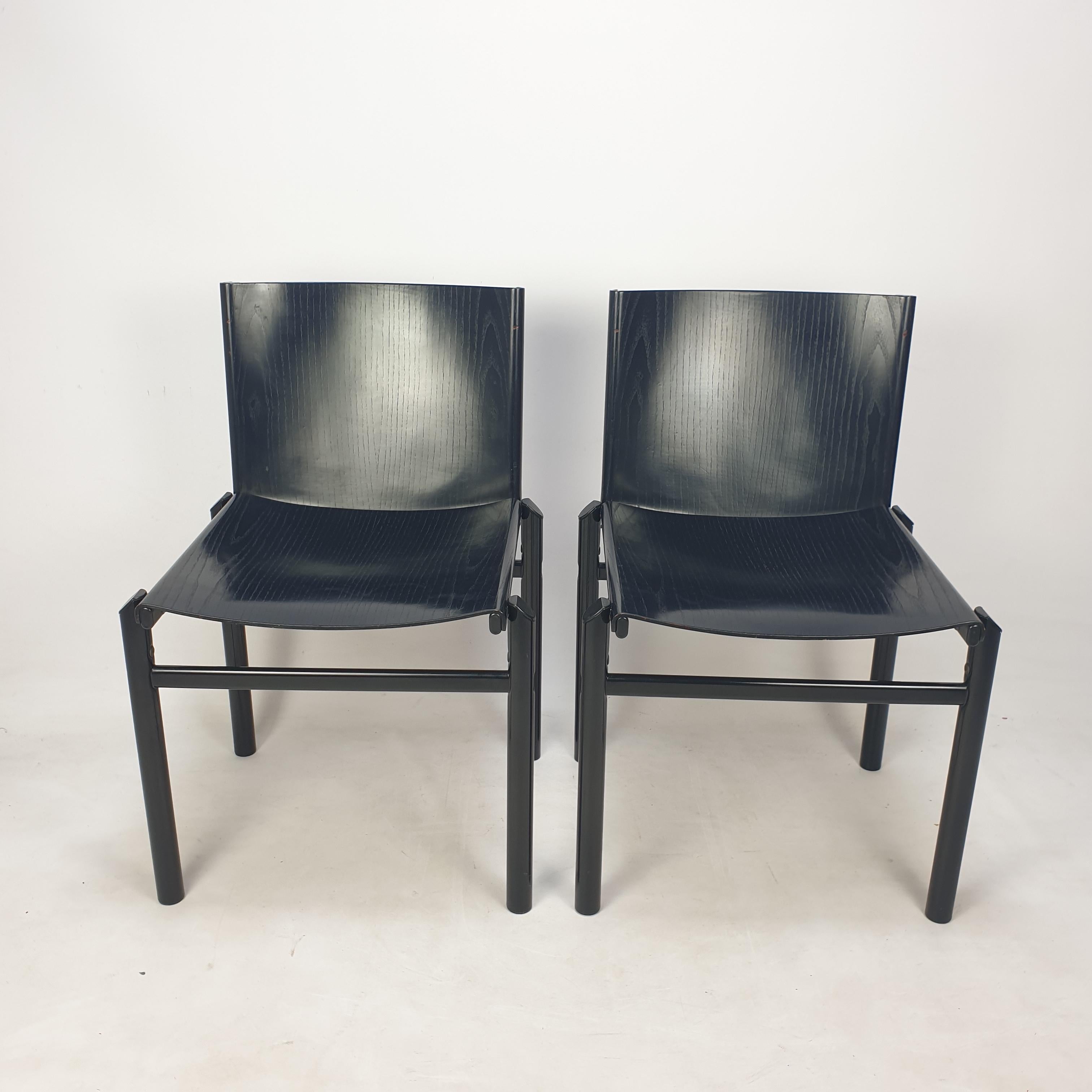 Mid-Century Modern Set of 2 Dining Chairs by Afra & Tobia Scarpa, Italy, 1970's For Sale