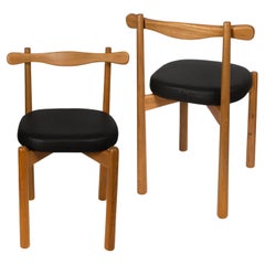 Lot de 2 chaises de salle à manger Uçá Light Brown Wood (tissu ref : F07)