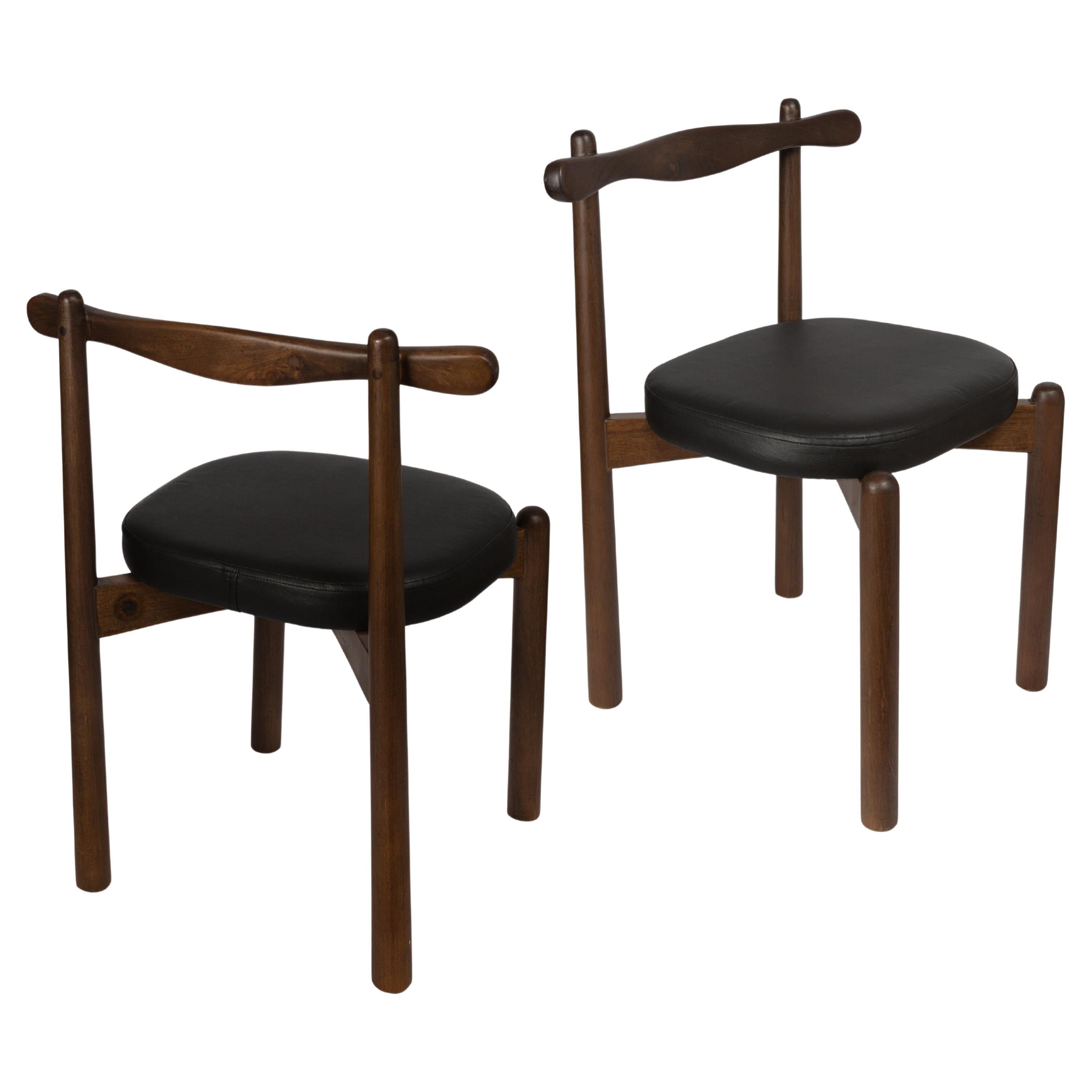 Set of 2 Dining Chairs Uçá Light Brown Wood (fabric ref : F07)
