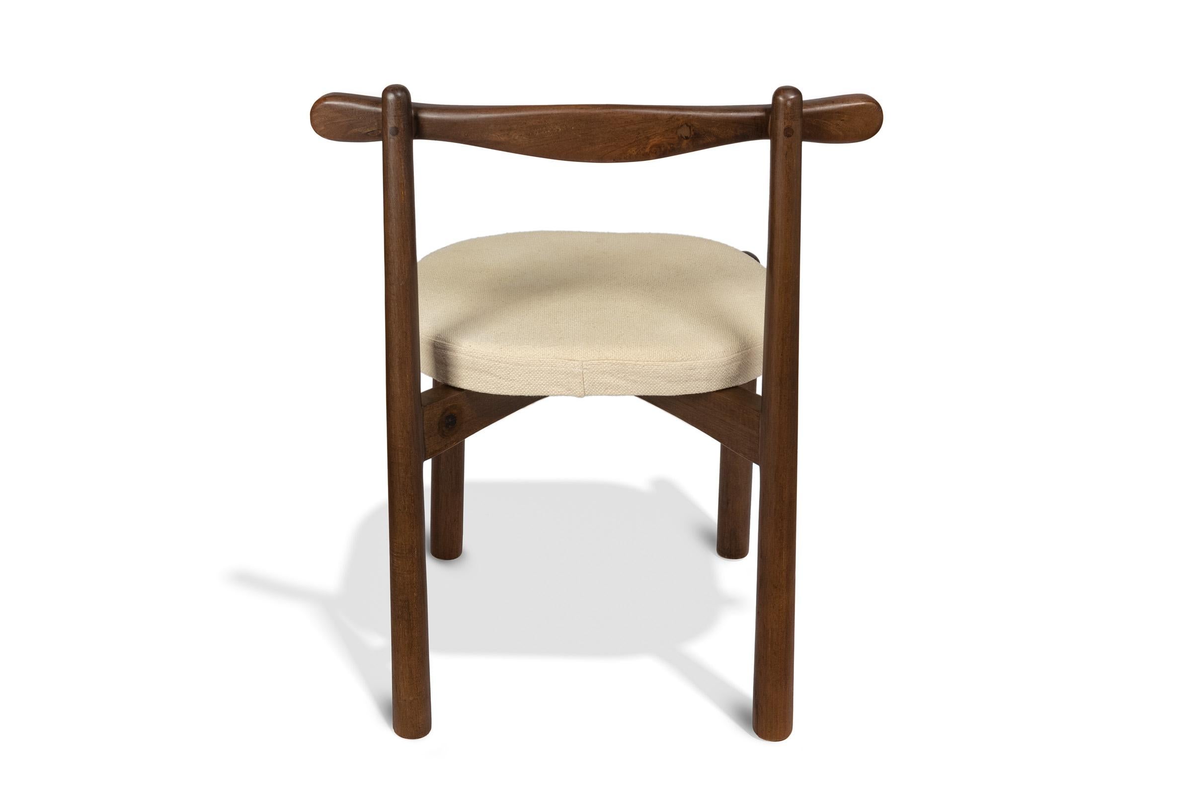 Contemporary Set of 2 Dining Chairs Uçá Light Brown Wood (fabric ref : F13) For Sale
