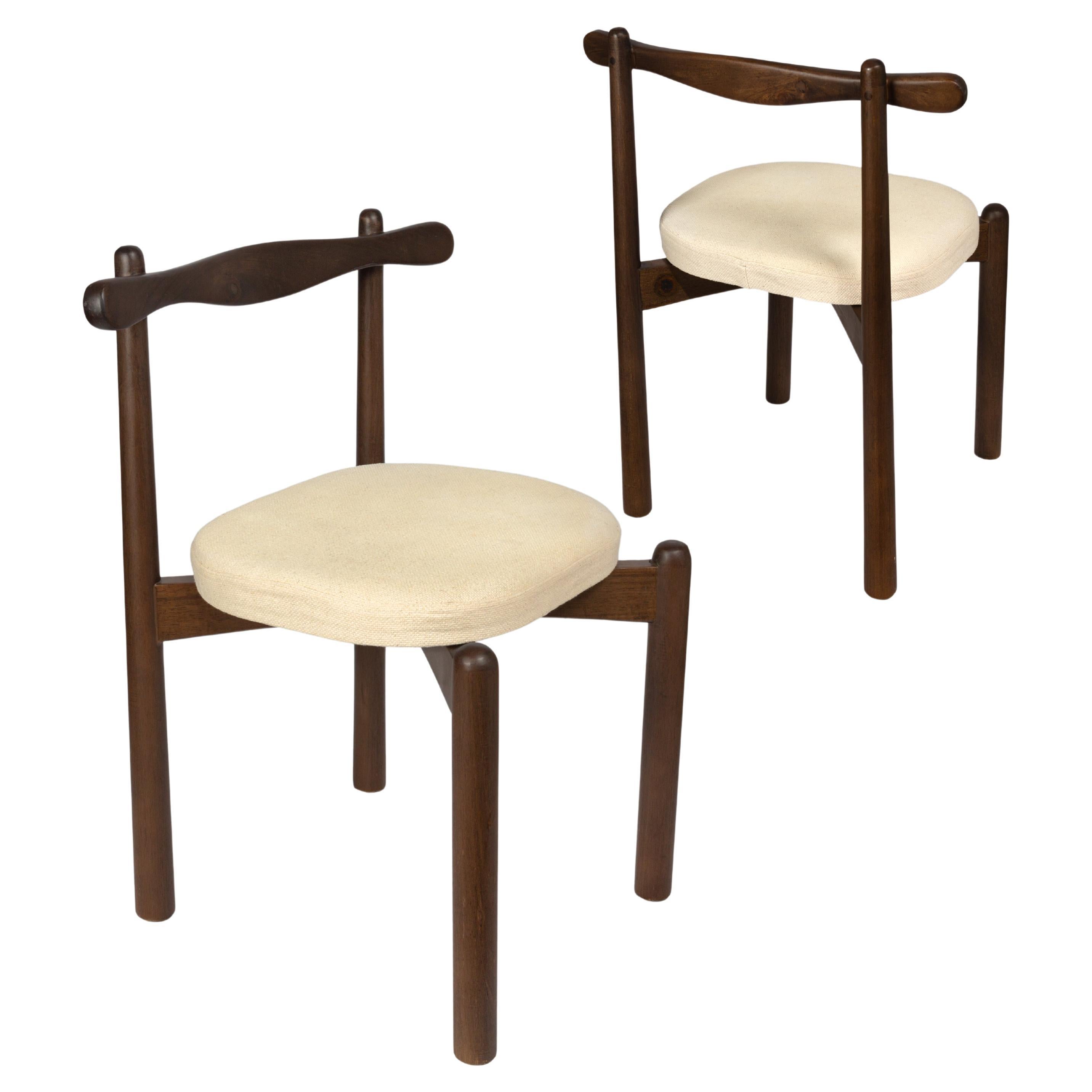 Set of 2 Dining Chairs Uçá Light Brown Wood (fabric ref : F13) For Sale