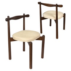 Set of 2 Dining Chairs Uçá Light Brown Wood (fabric ref : F13)