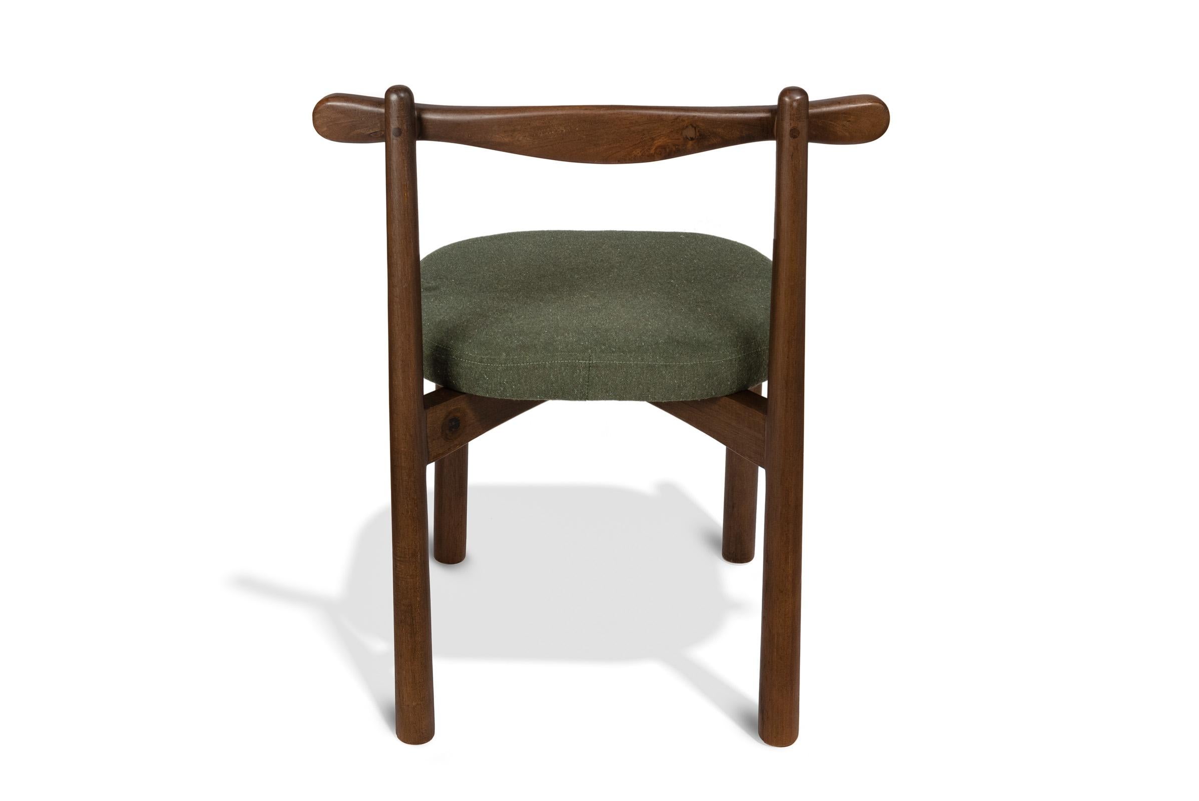Contemporary Set of 2 Dining Chairs Uçá Light Brown Wood (fabric ref : F17) For Sale