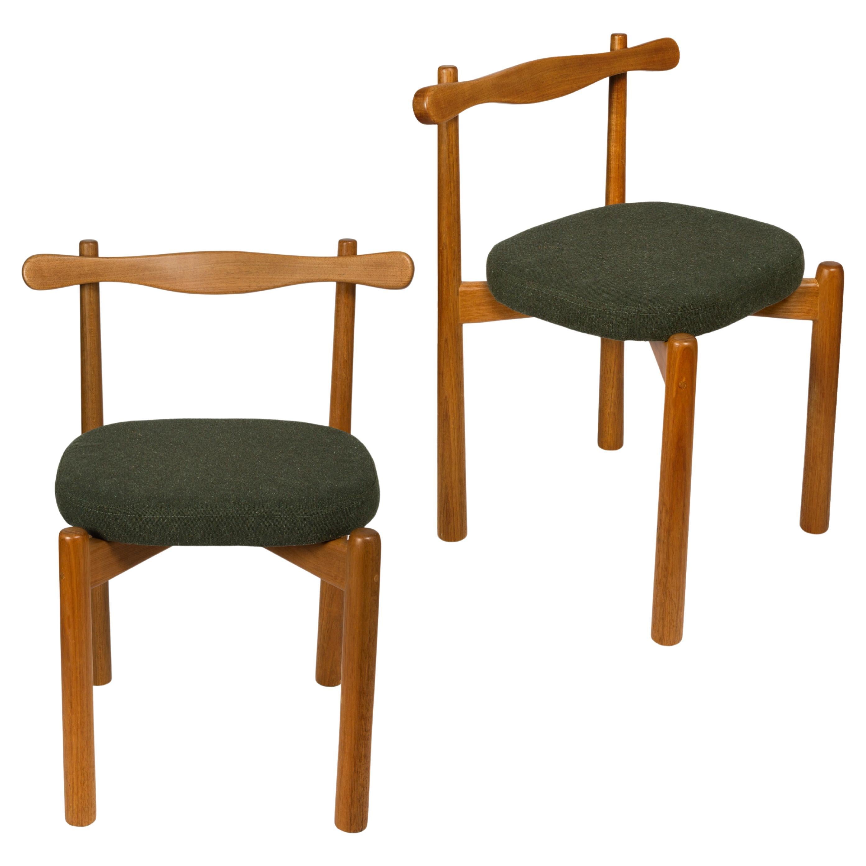 Set of 2 Dining Chairs Uçá Light Brown Wood (fabric ref : F17) For Sale