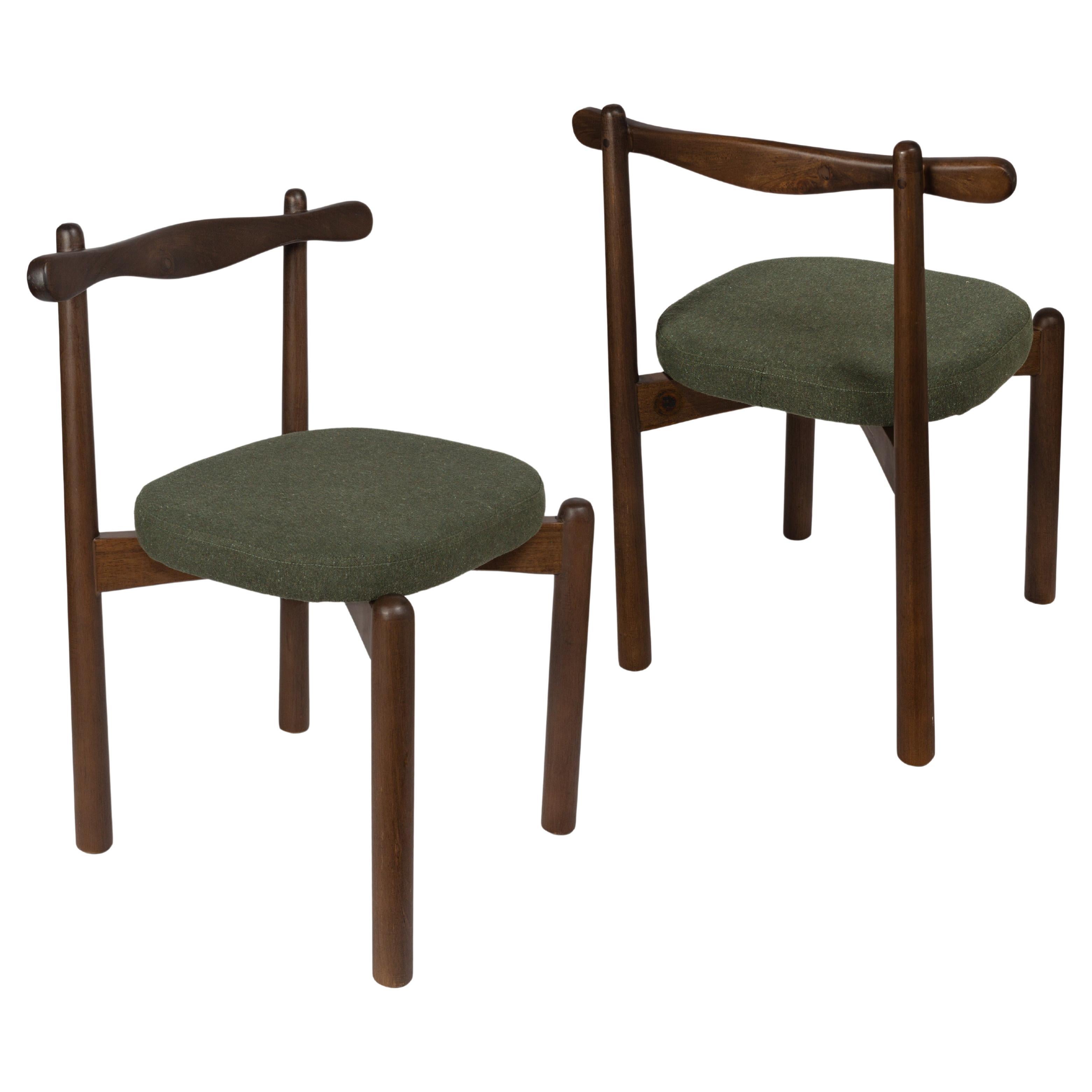 Set of 2 Dining Chairs Uçá Light Brown Wood (fabric ref : F17)