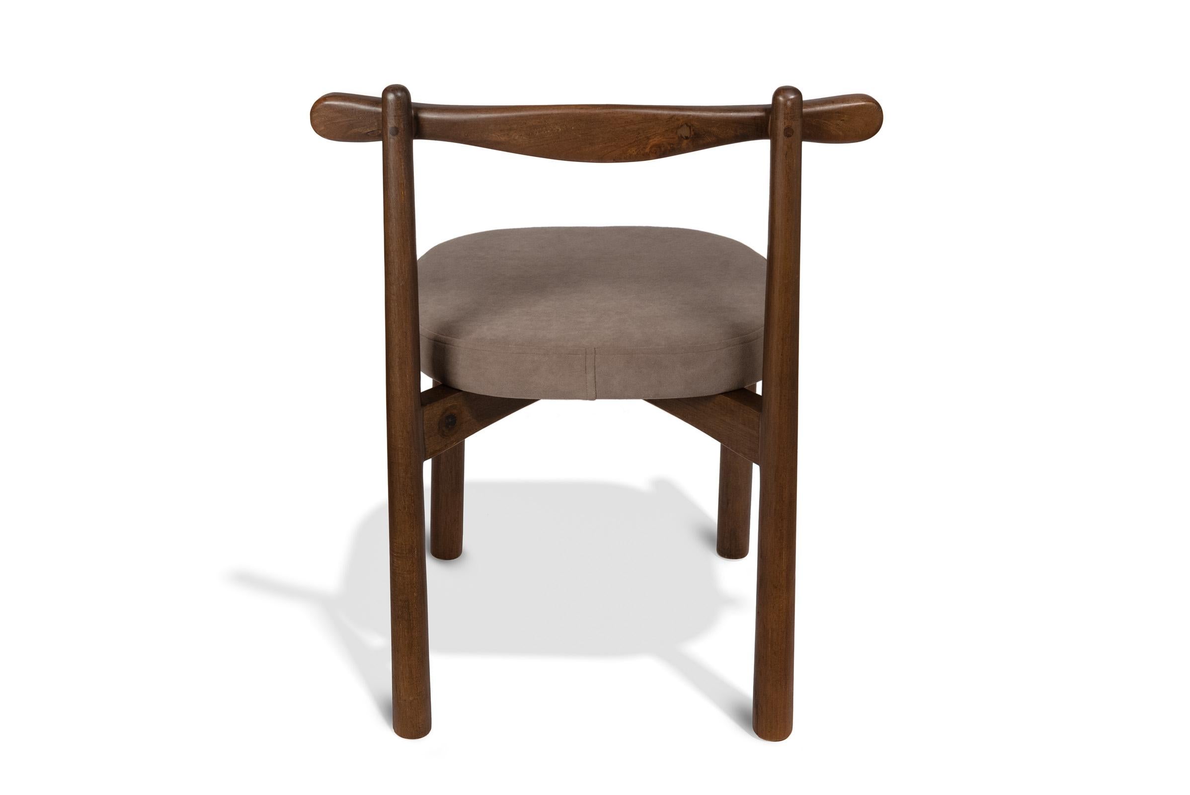 Contemporary Set of 2 Dining Chairs Uçá Light Brown Wood (fabric ref : F20) For Sale