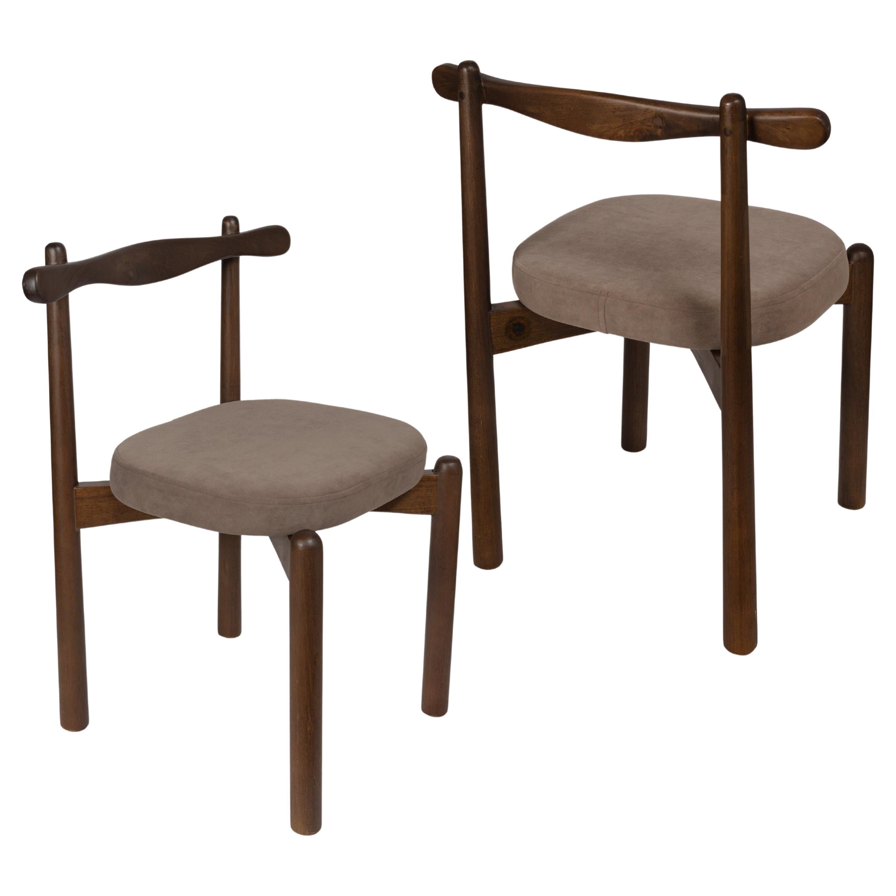 Set of 2 Dining Chairs Uçá Light Brown Wood (fabric ref : F20)