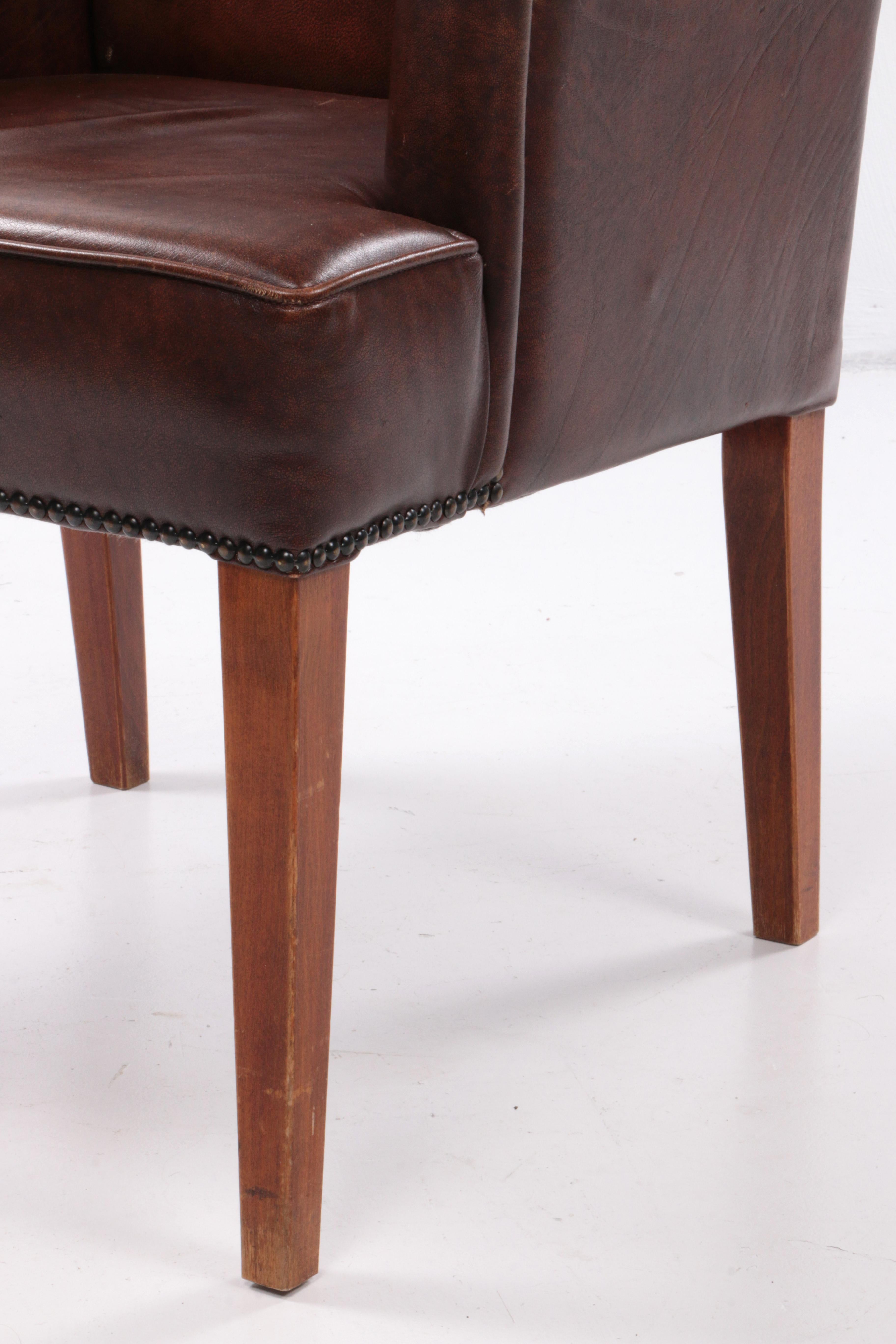 Set of 2 dining room chairs in sheep leather, 1970 Netherlands. For Sale 2