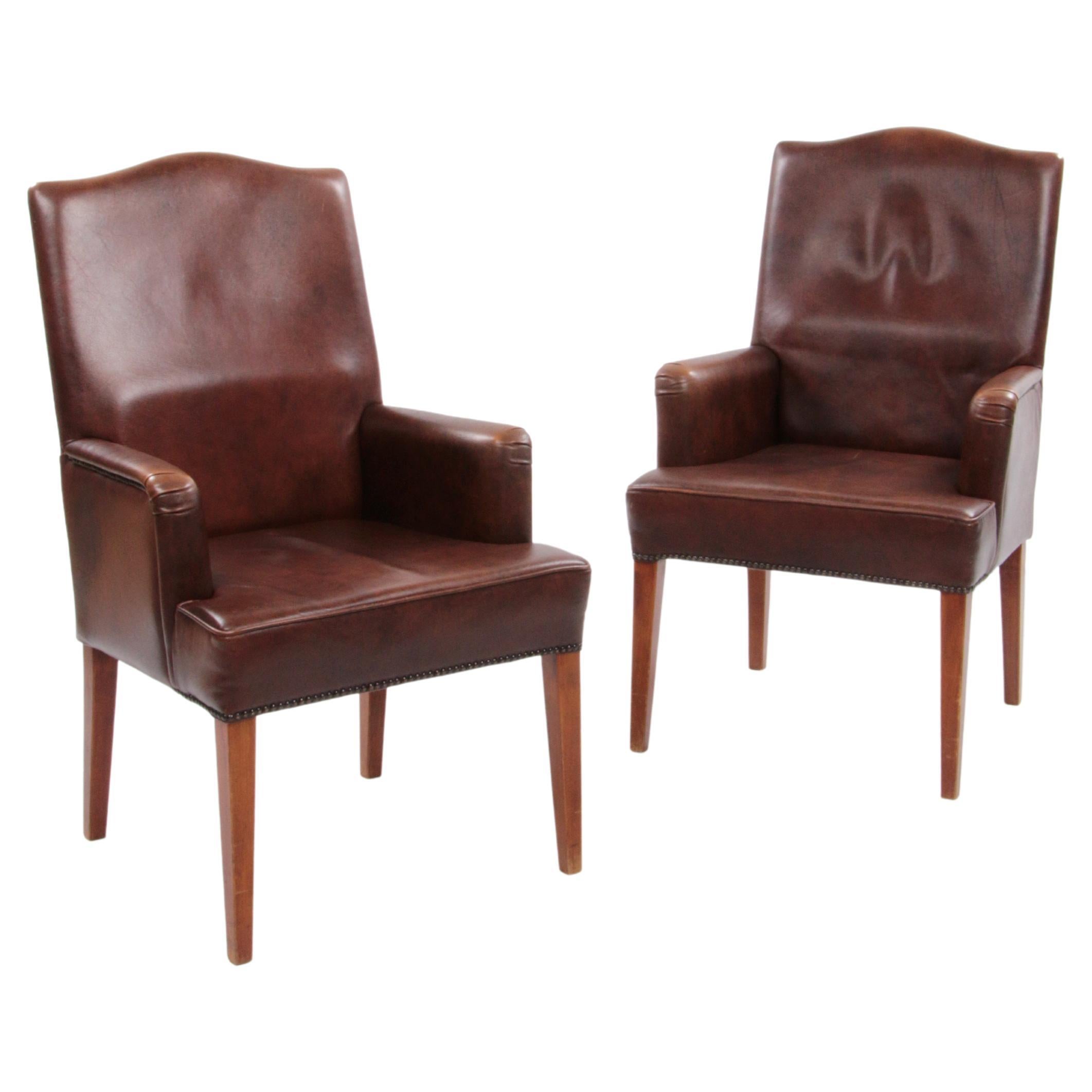 Set of 2 dining room chairs in sheep leather, 1970 Netherlands.