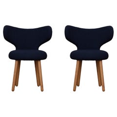 Set of 2 Dining WNG Chairs in Oak and KVADRAT/Hallingdal & Fiord by Mazo Design