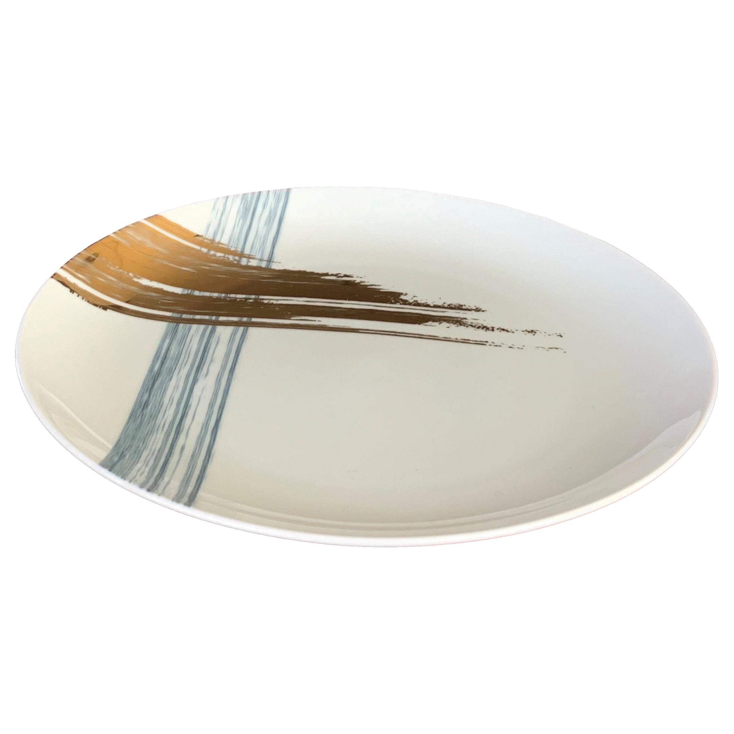 Set of 2 Dinner Plate Artisan Brush André Fu Living Tableware New For Sale