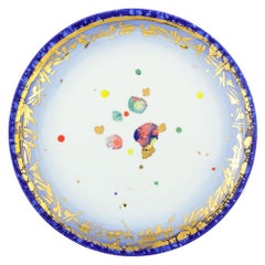 Contemporary Set of 2 Dinner Plates Gold Hand Painted Porcelain Tableware