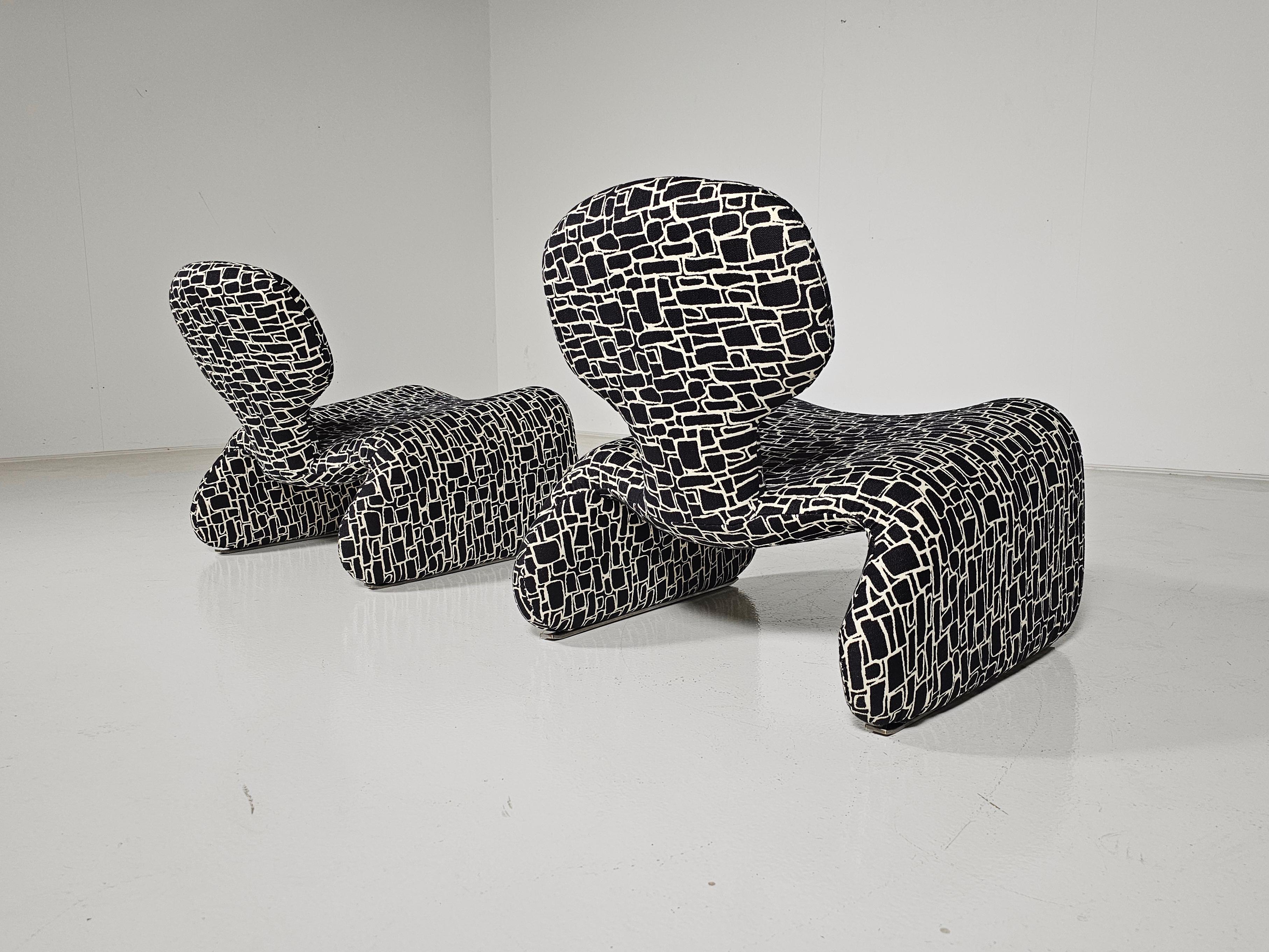 Set of 2 Djinn lounge chairs by Olivier Mourgue, for Airborne, 1970 6