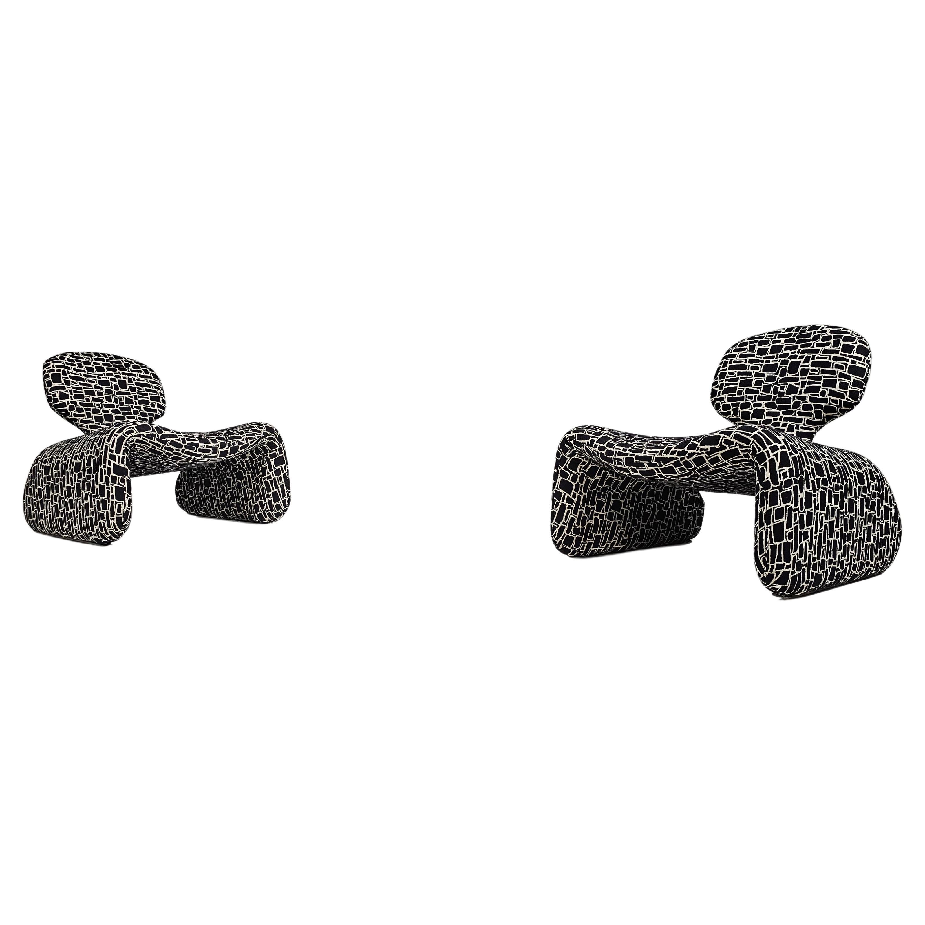 Mid-Century Modern Set of 2 Djinn lounge chairs by Olivier Mourgue, for Airborne, 1970