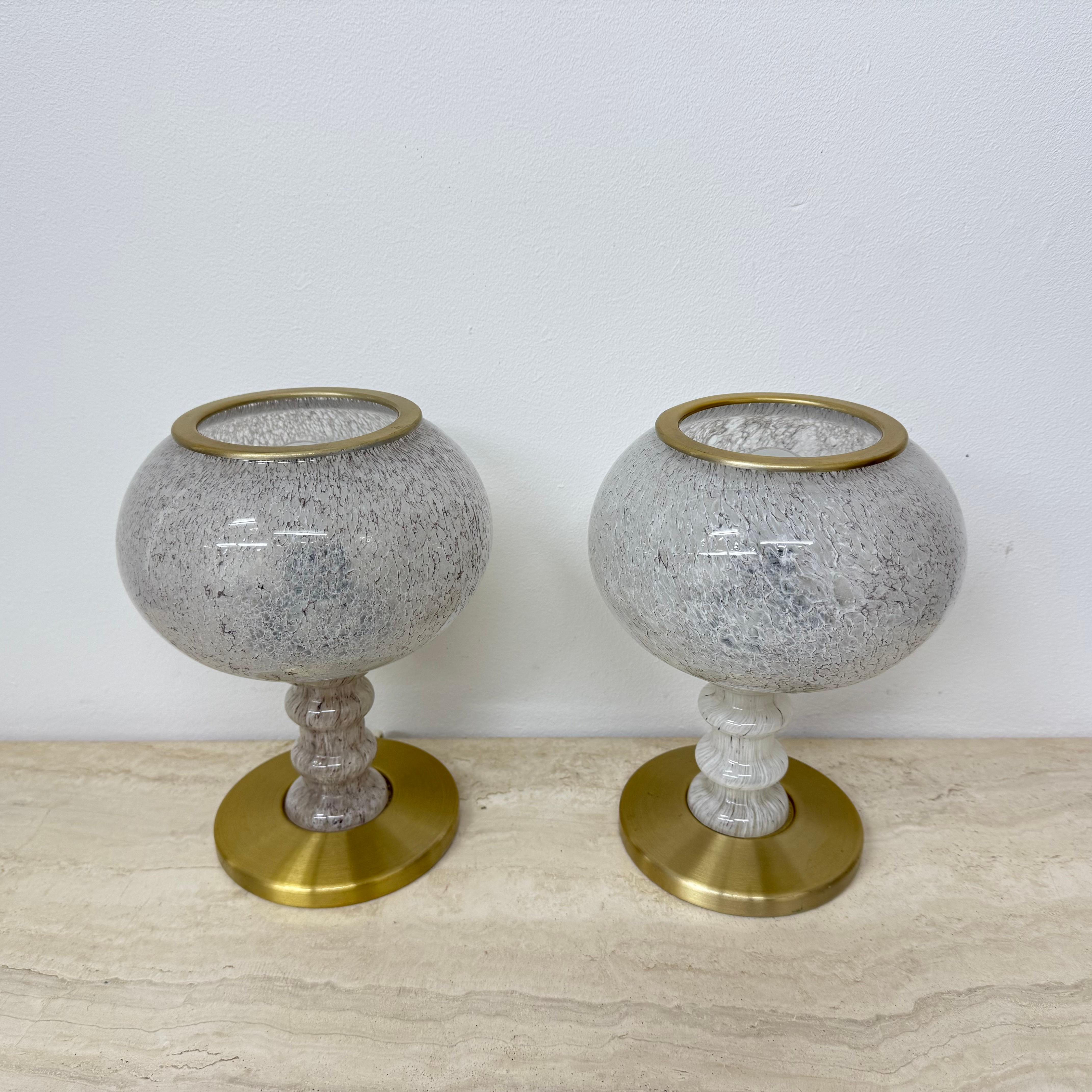 Mid-Century Modern Ensemble de 2 lampes de table Doria Leuchten en verre, Allemagne, années 1970 en vente