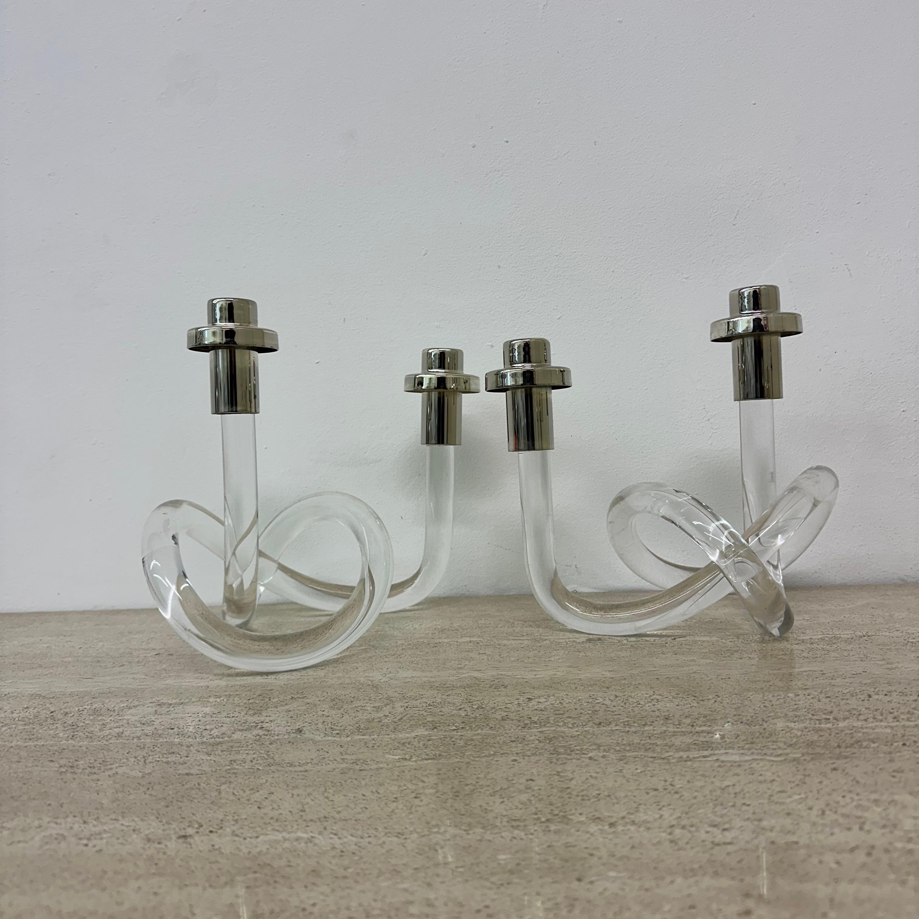 Set di 2 candele in lucite di metà secolo Dorothy Thorpe Pretzel, anni '40 in vendita 2