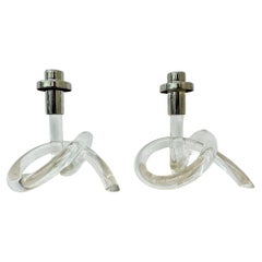 Set di 2 candele in lucite di metà secolo Dorothy Thorpe Pretzel, anni '40