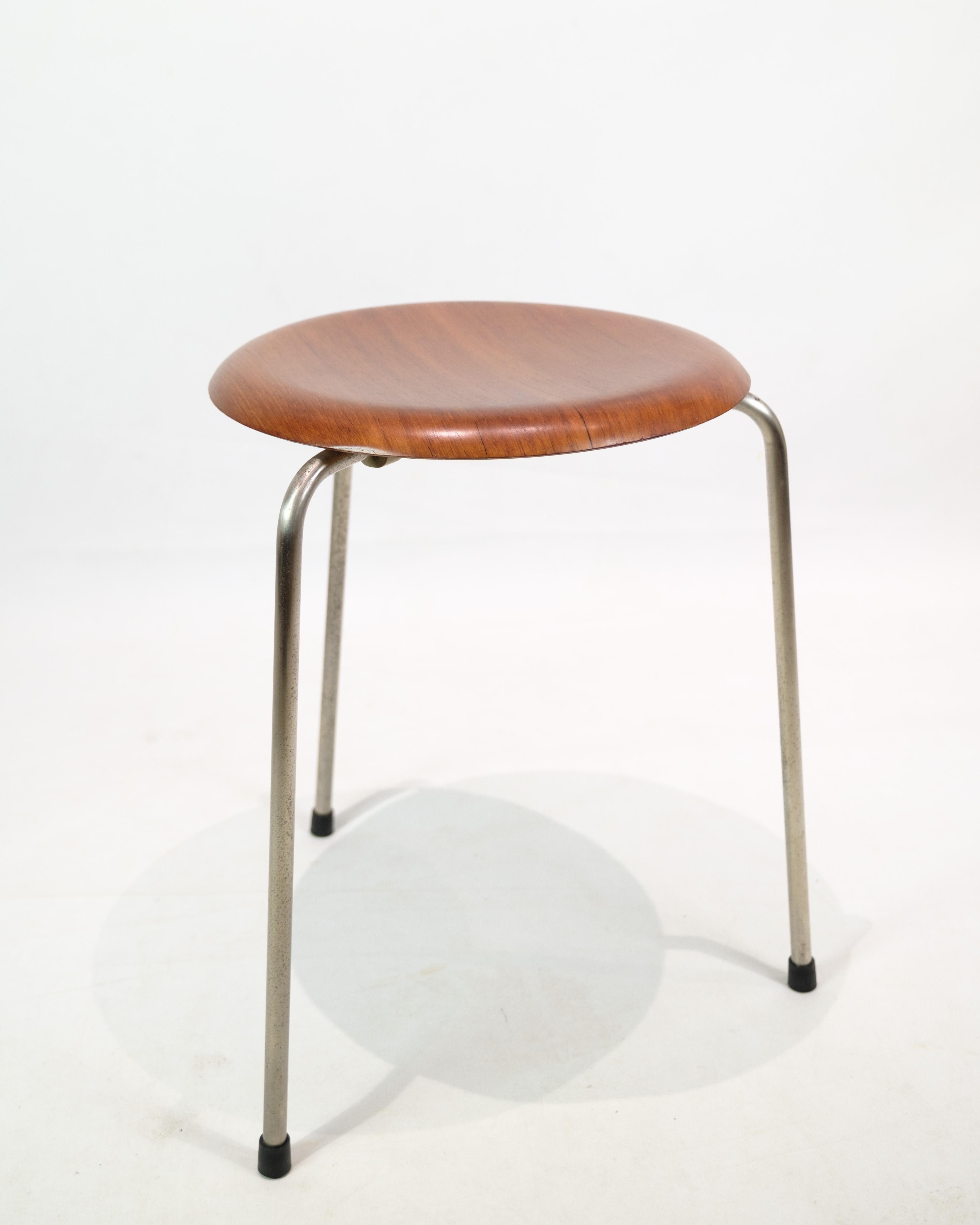 Mid-Century Modern Set Of 2 Dot Stools Model 3170 Made In Teak By Arne Jacobsen For Fritz Hansen For Sale