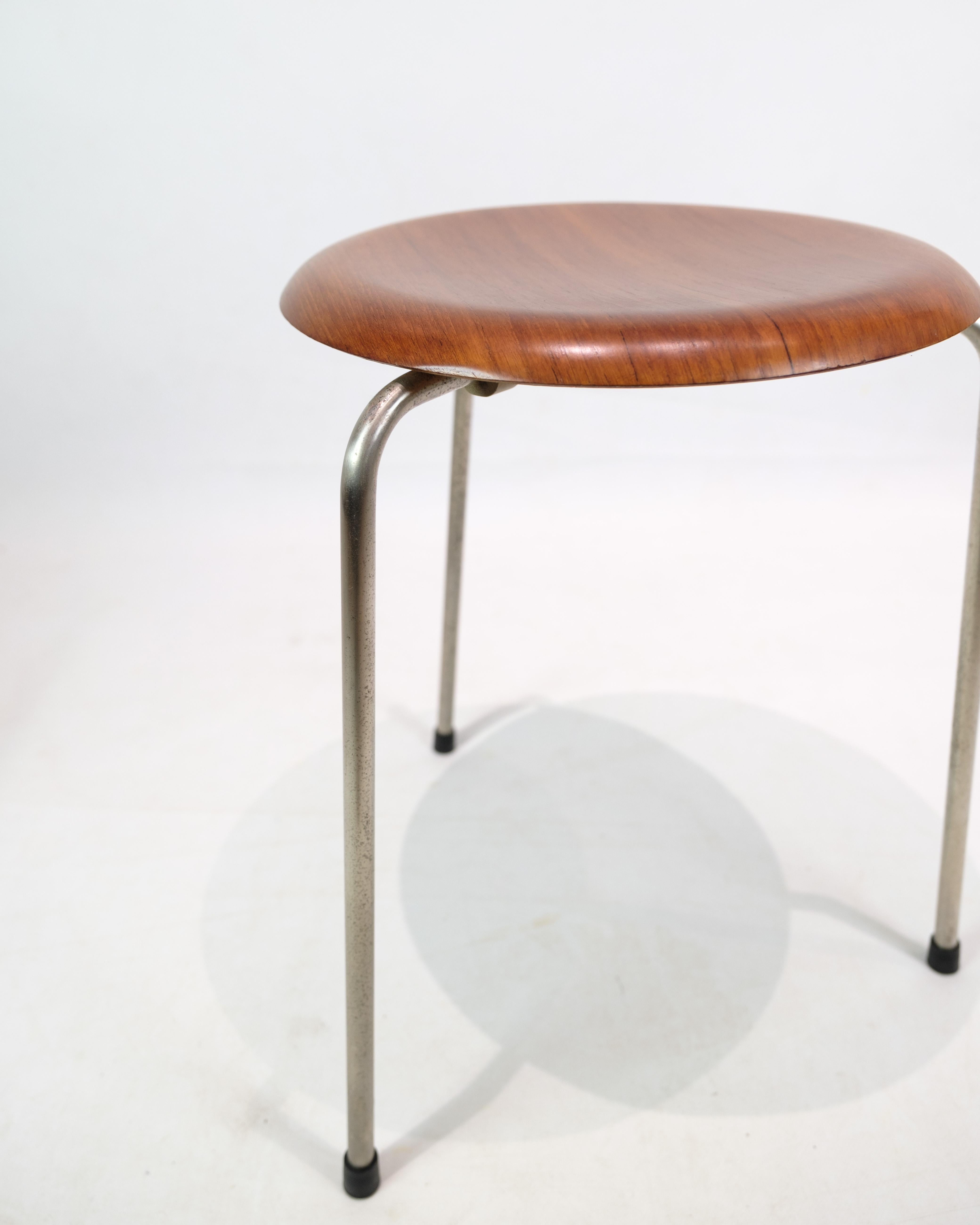 Mid-20th Century Set Of 2 Dot Stools Model 3170 Made In Teak By Arne Jacobsen For Fritz Hansen For Sale
