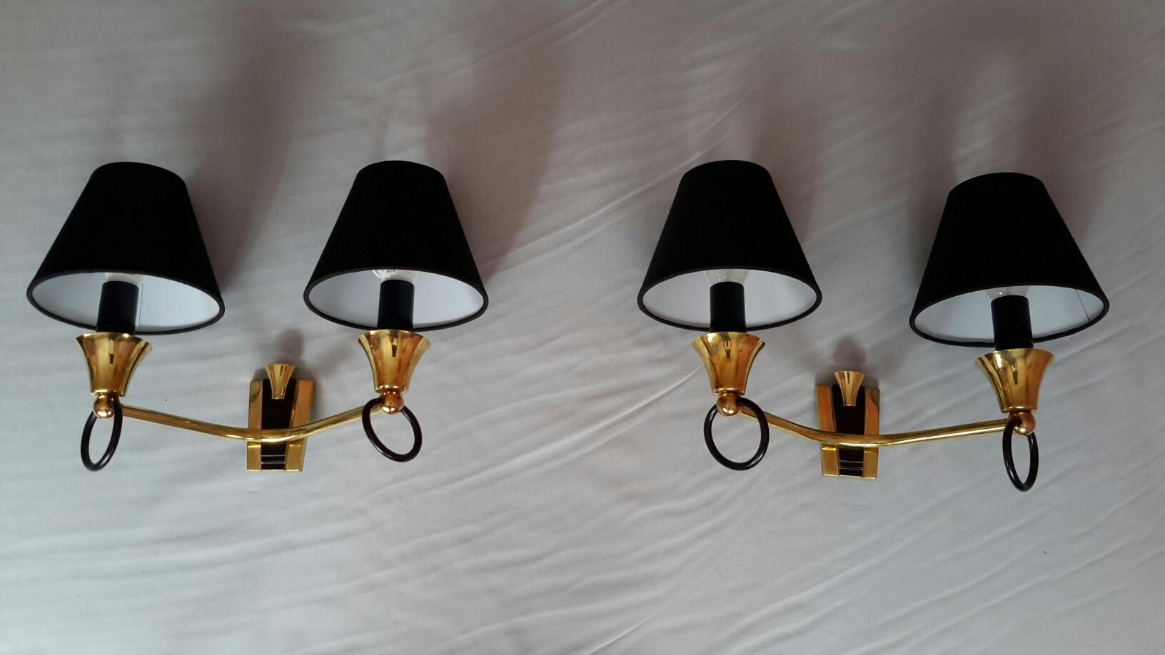 Set of 2 Double Pairs of Neoclassical Sconces, Maison Jansen, France, 1950 4
