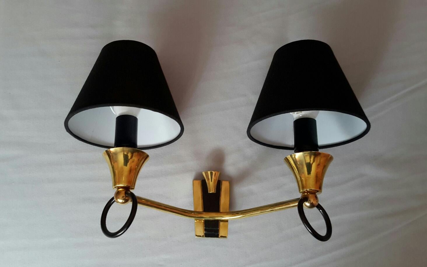 Mid-Century Modern Set of 2 Double Pairs of Neoclassical Sconces, Maison Jansen, France, 1950