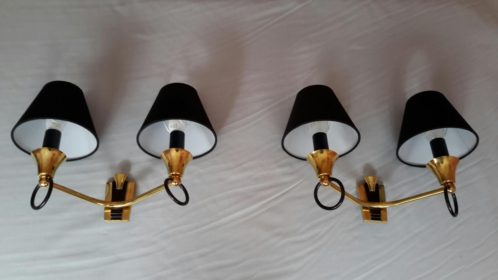 Set of 2 Double Pairs of Neoclassical Sconces, Maison Jansen, France, 1950 1