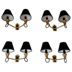 Vintage Set of 2 Double Pairs of Neoclassical Sconces, Maison Jansen, France, 1950