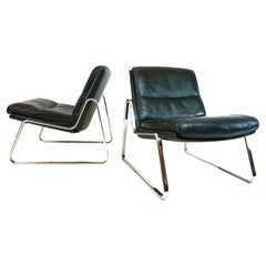 Set of 2 Drabert leather lounge chairs by Gerd Lange, Germany, 1960