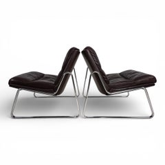 Conjunto de 2 sillones de salón Drabert de cuero marrón de Gerd Lange, 1970