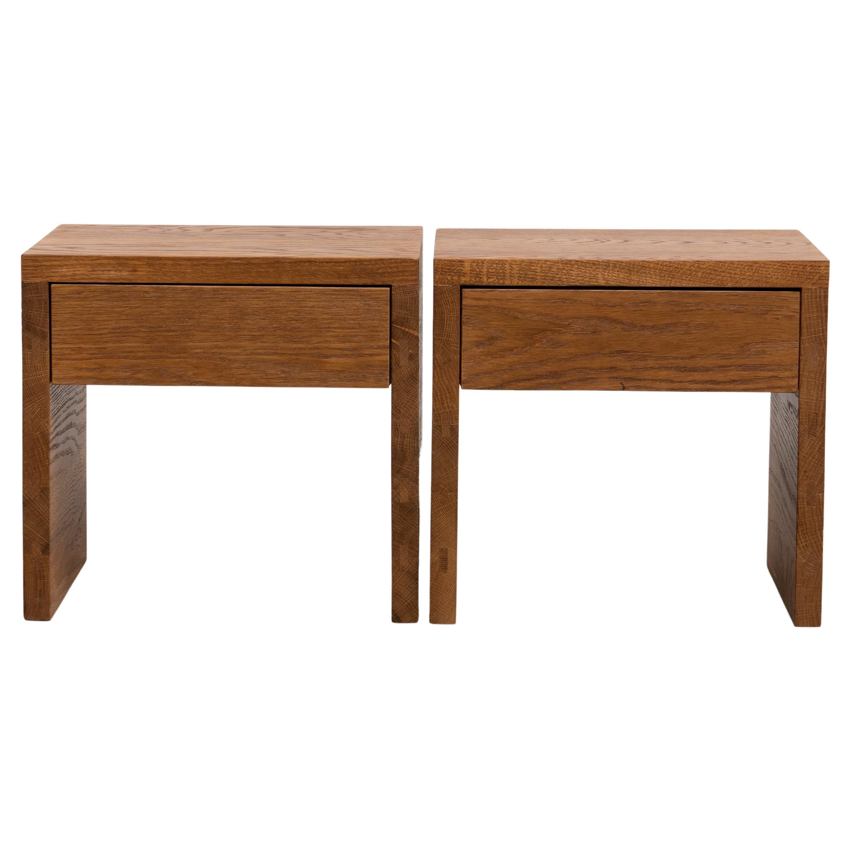 Set of 2 Drawer Solid Wood Night Stands by Dada Est For Sale