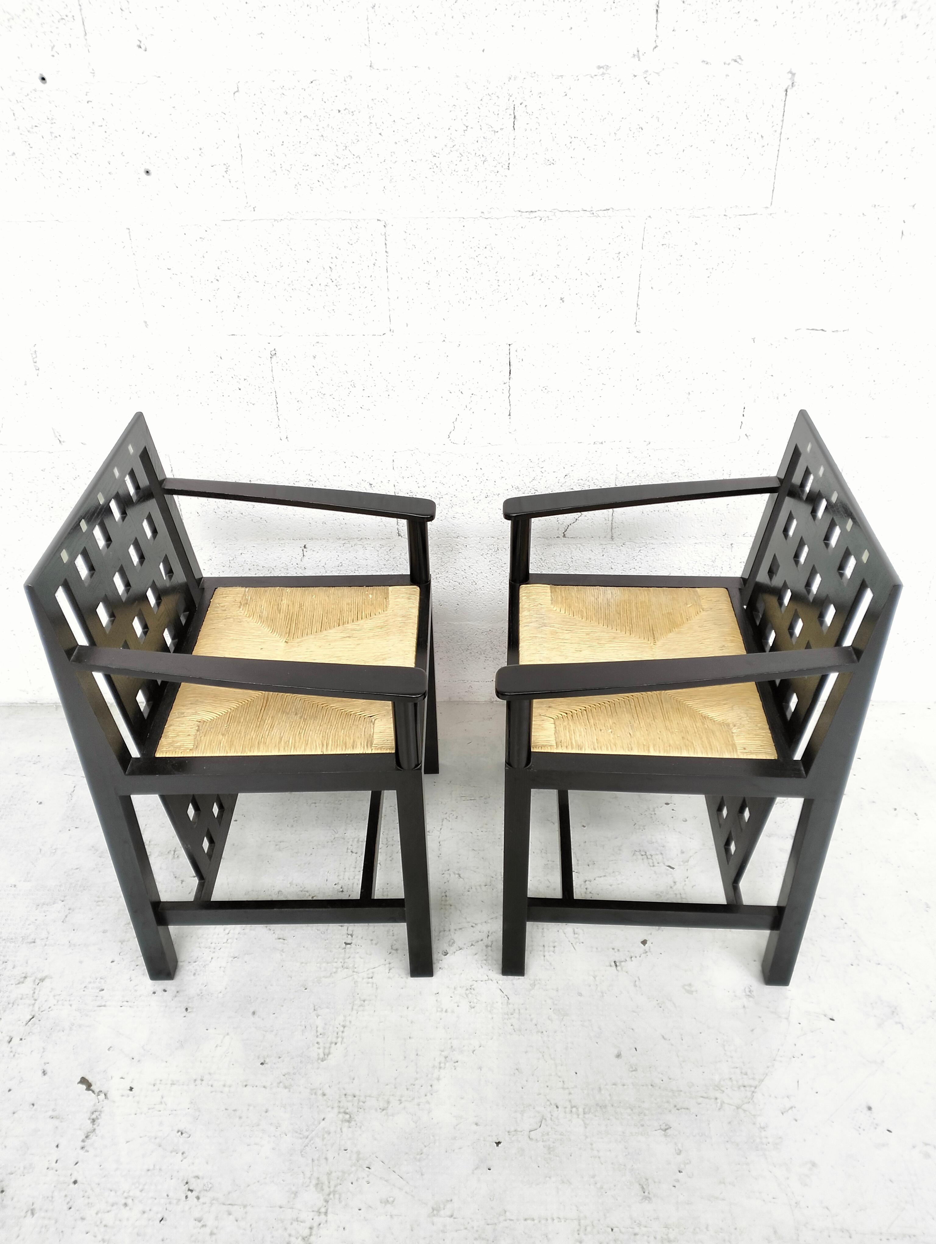 Italian Set of 2 “DS3” chairs by Charles Rennie Mackintosh for Cassina - 70s