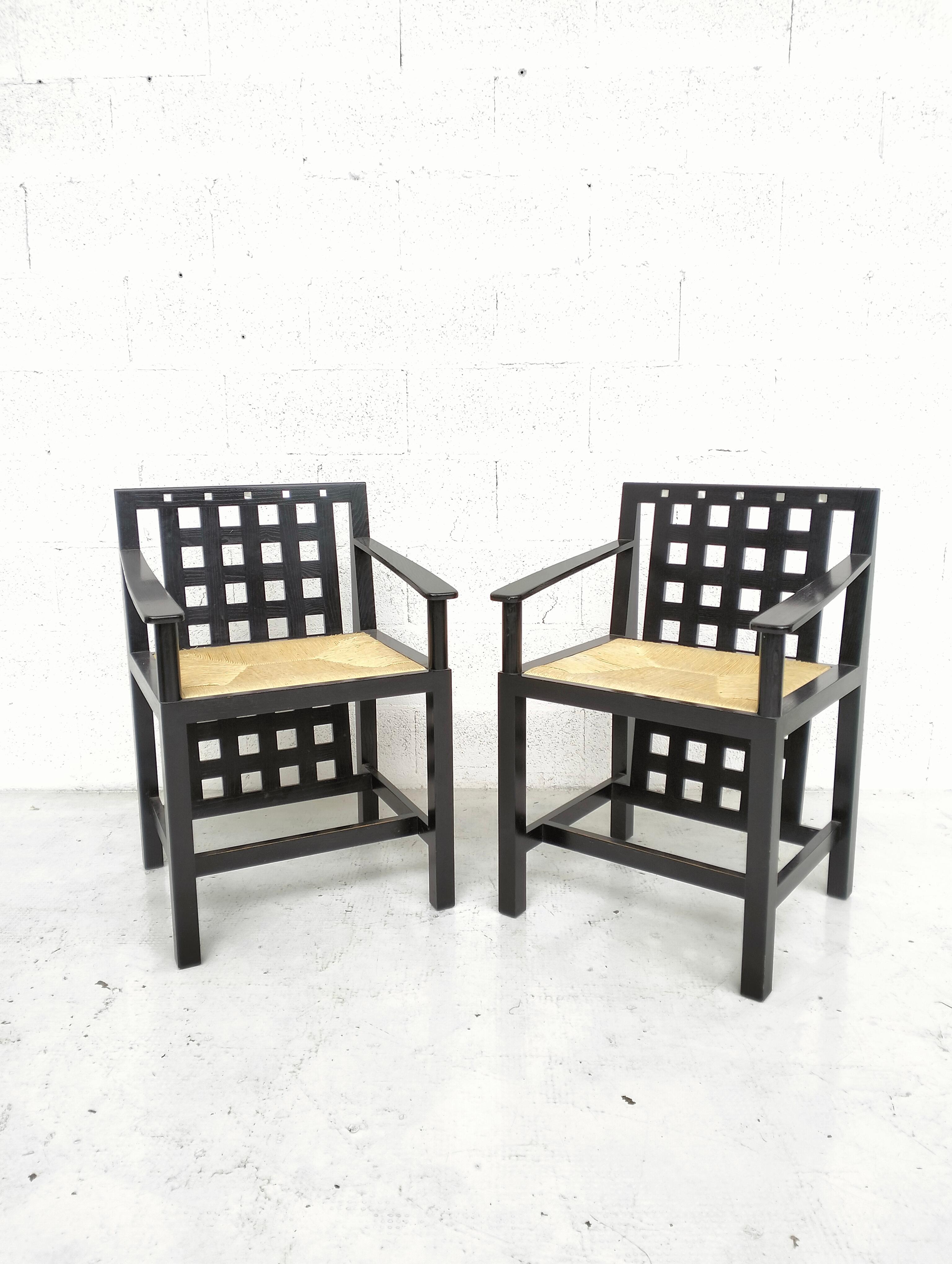 Set of 2 “DS3” chairs by Charles Rennie Mackintosh for Cassina - 70s In Good Condition In Padova, IT