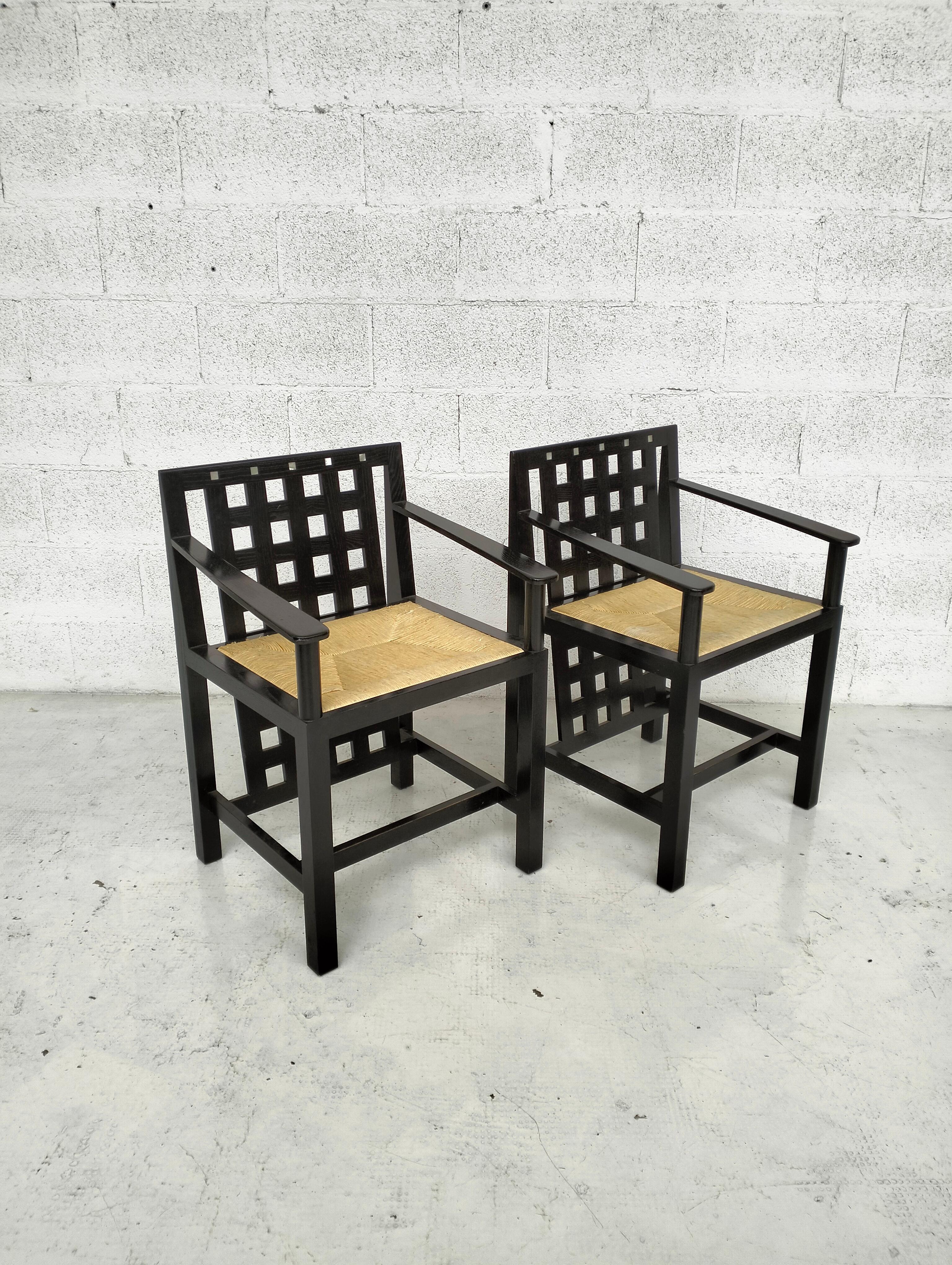 Late 20th Century Set of 2 “DS3” chairs by Charles Rennie Mackintosh for Cassina - 70s