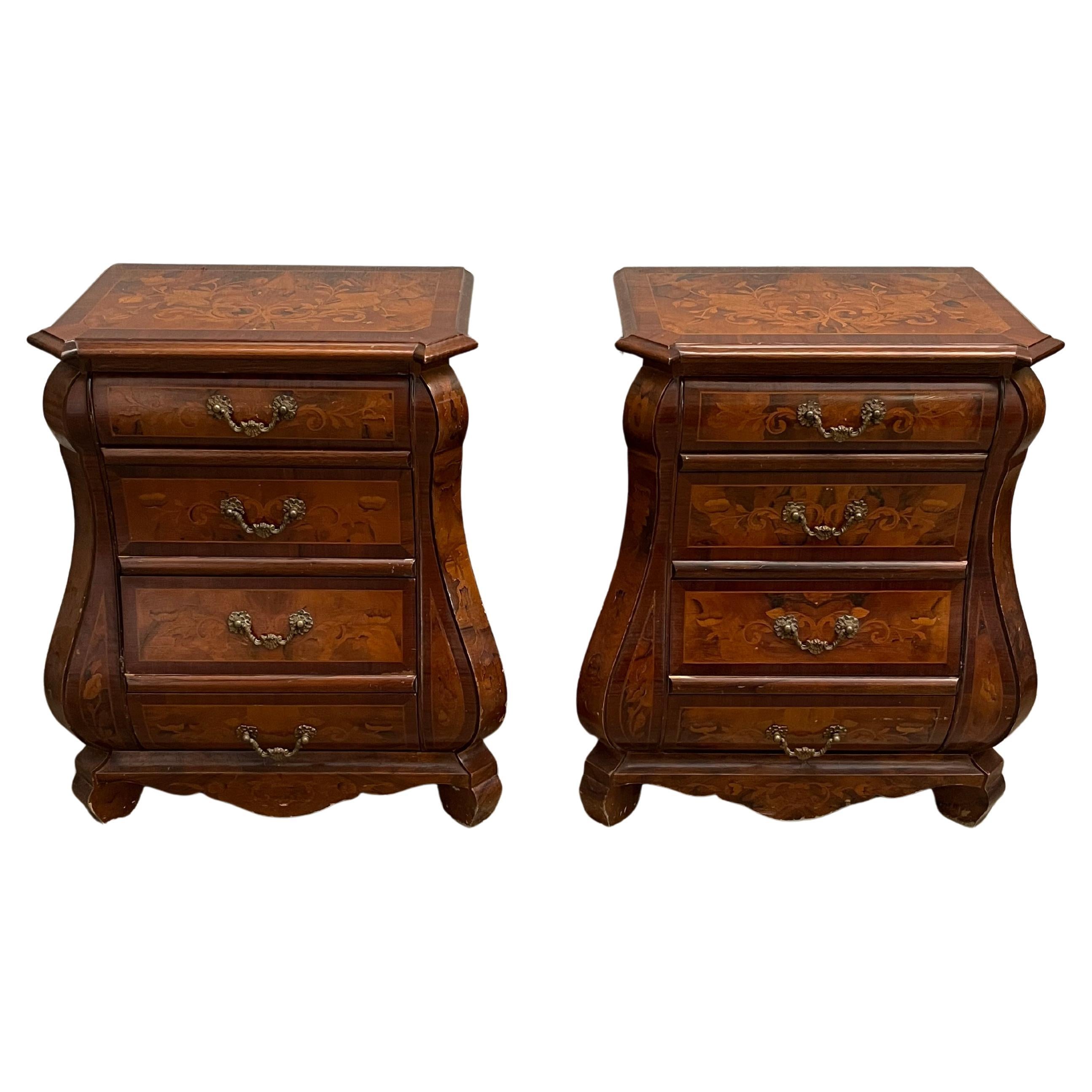 Set of 2 Dutch Bedside Tables Of Fine Workmanship, 1980s