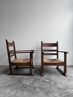 Set of 2 Dutch Low Fireplace Lounge Chairs
