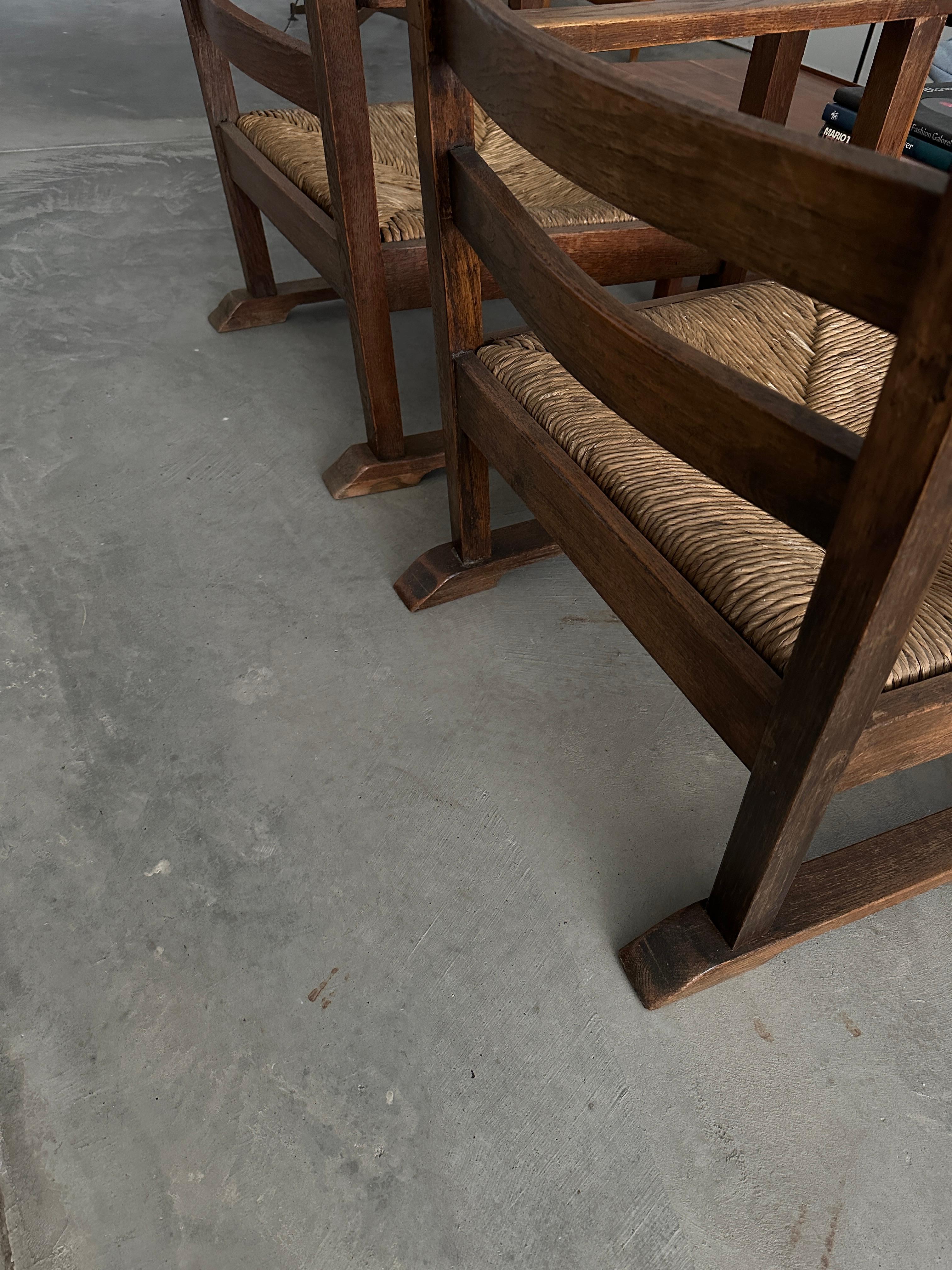 Chêne Ensemble de 2 chaises longues hollandaises à cheminée basse en vente