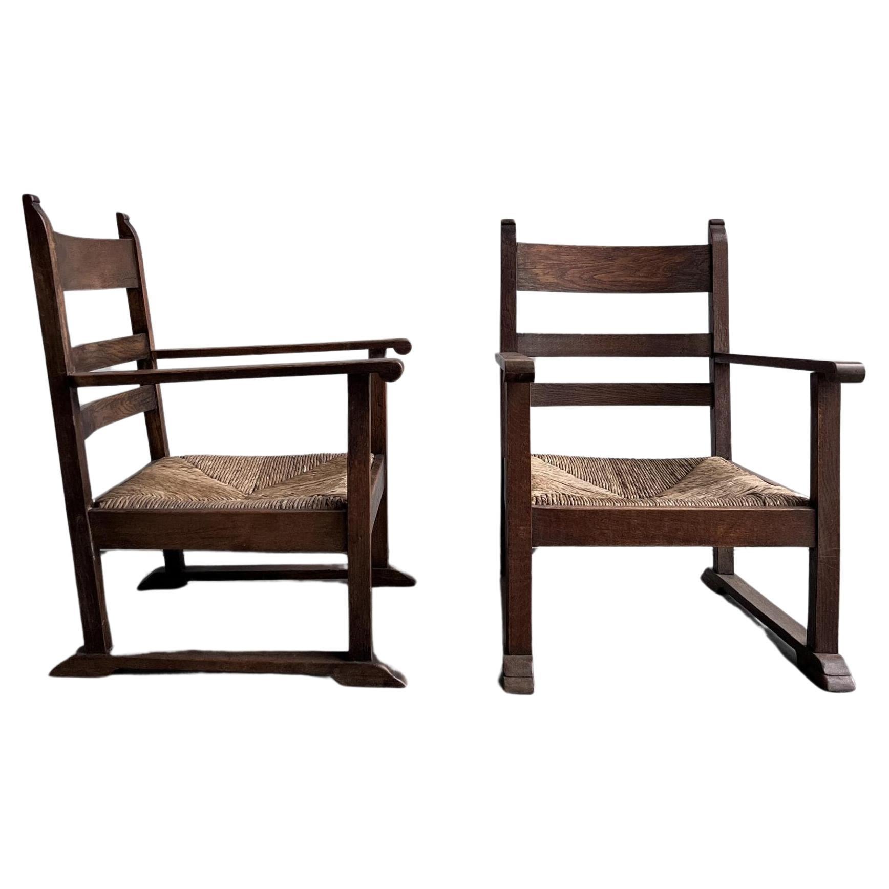 Set of 2 Dutch Low Fireplace Lounge Chairs For Sale