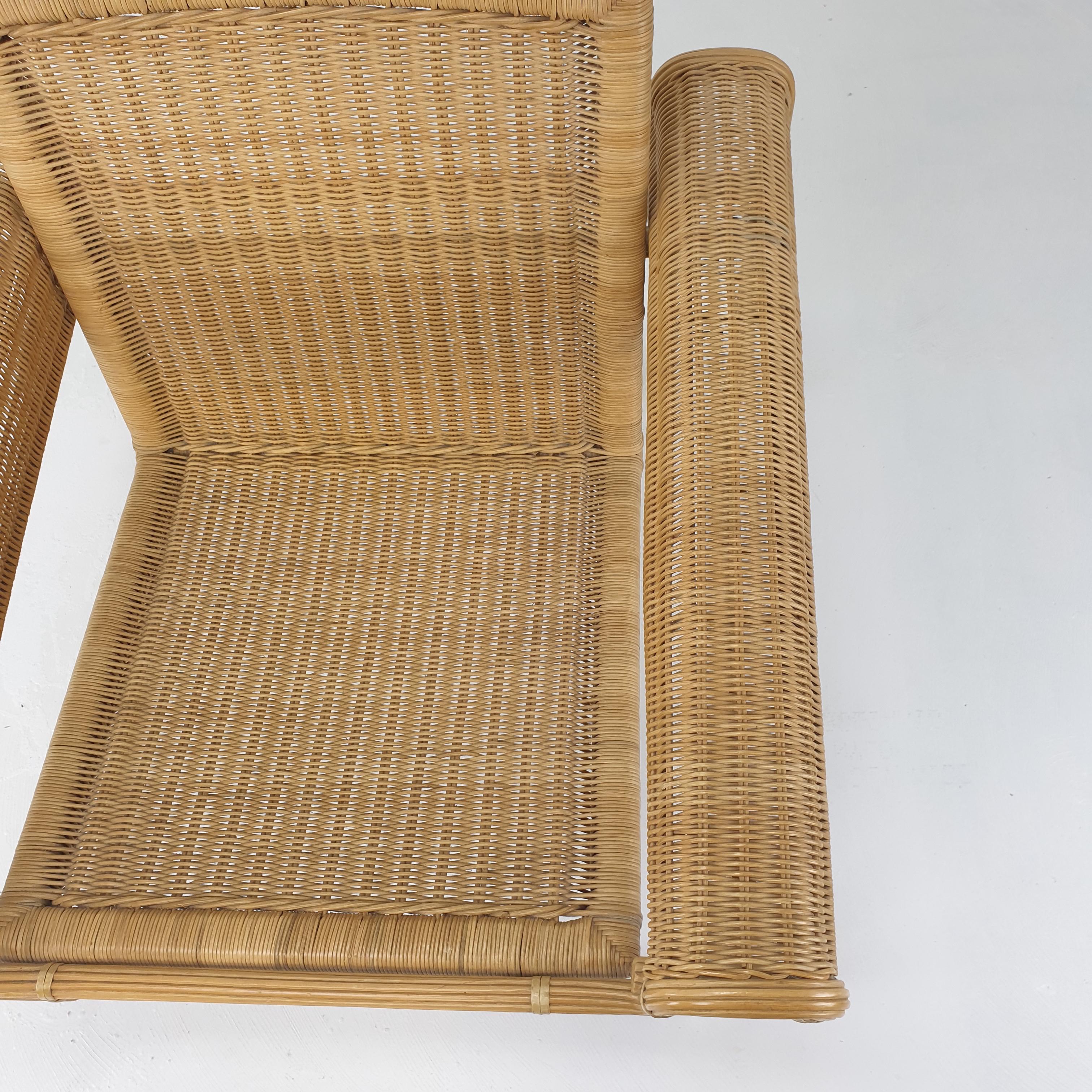 Set of 2 Dutch Wicker Chairs, 1970's For Sale 14