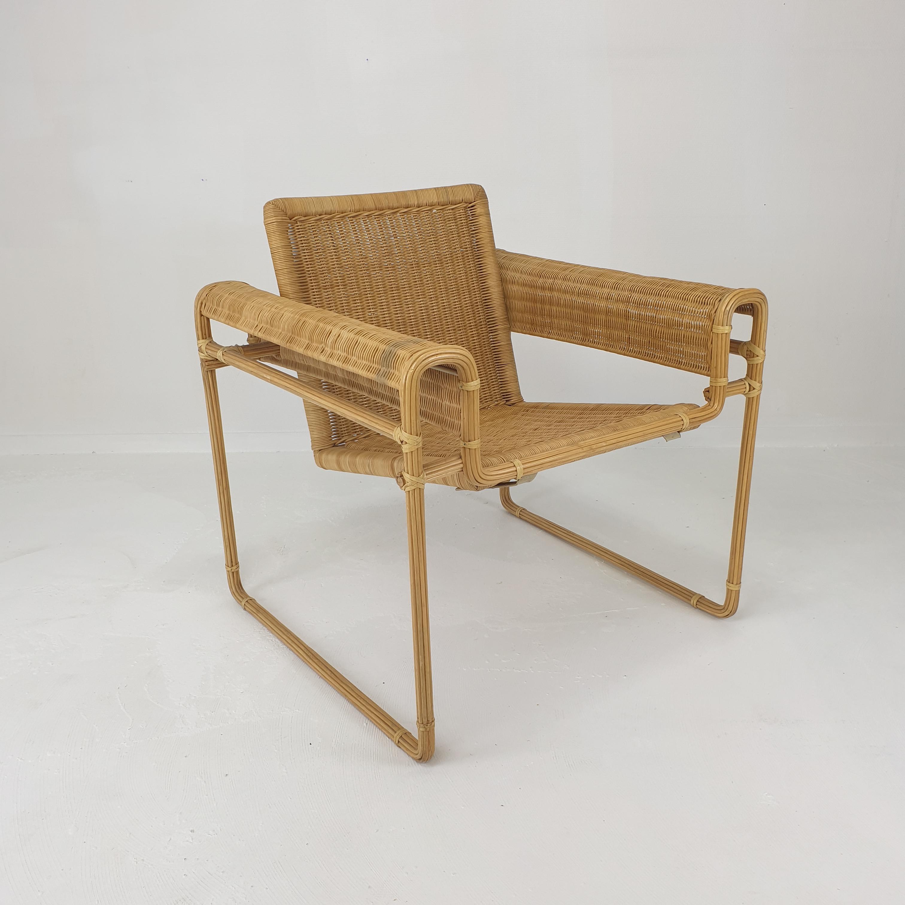 Mid-Century Modern Ensemble de 2 chaises néerlandaises en osier, années 1970 en vente