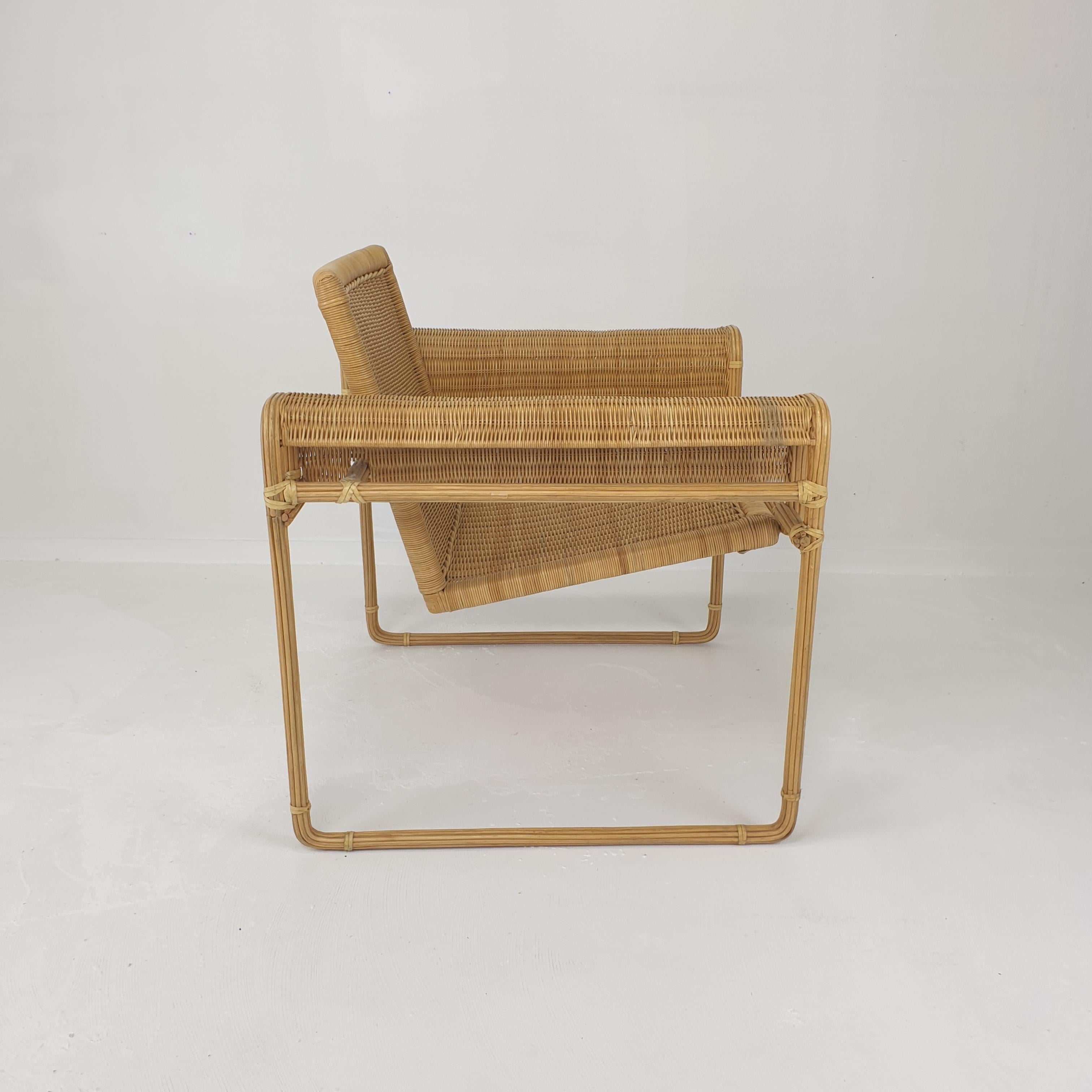 Steel Set of 2 Dutch Wicker Chairs, 1970's For Sale