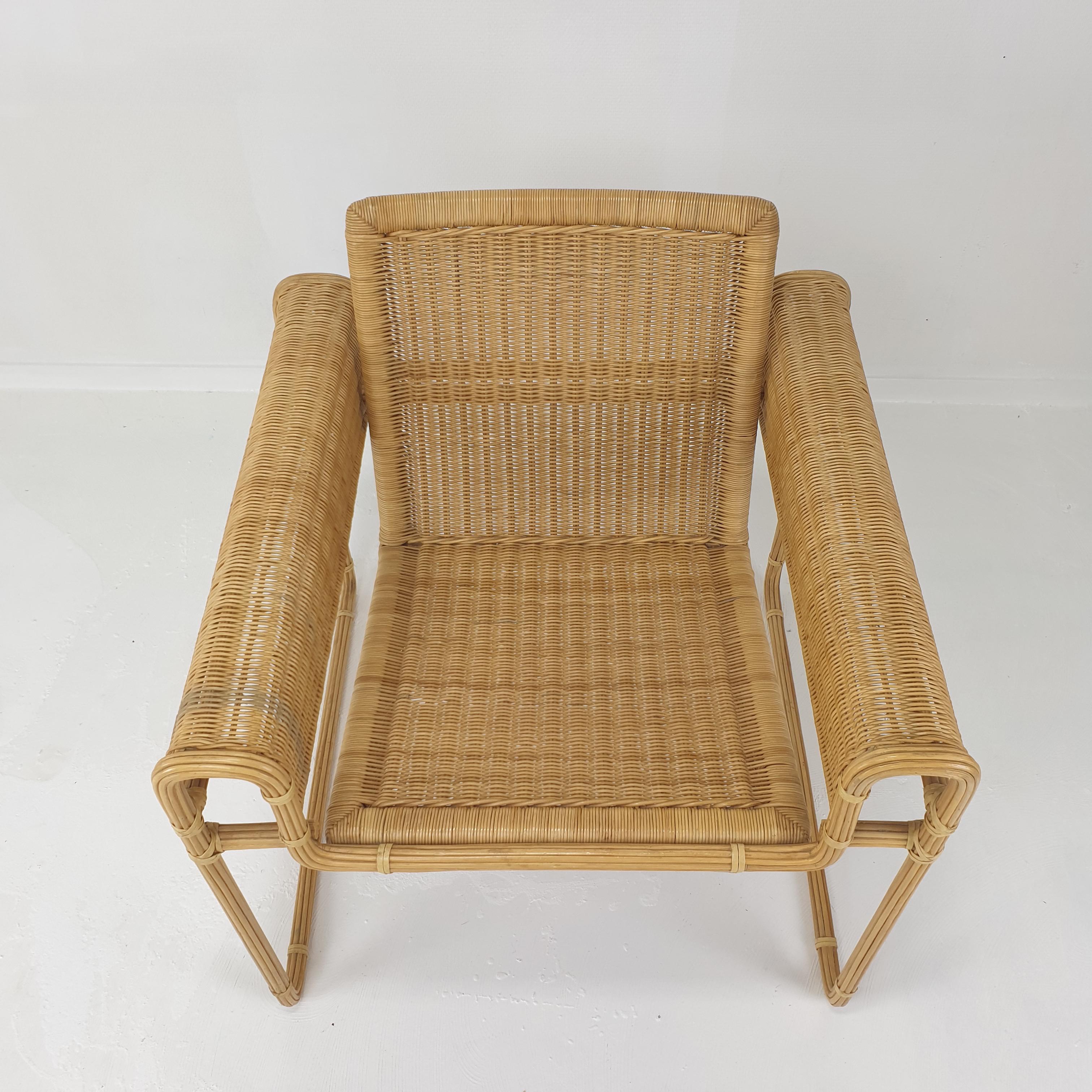 Set of 2 Dutch Wicker Chairs, 1970's For Sale 2
