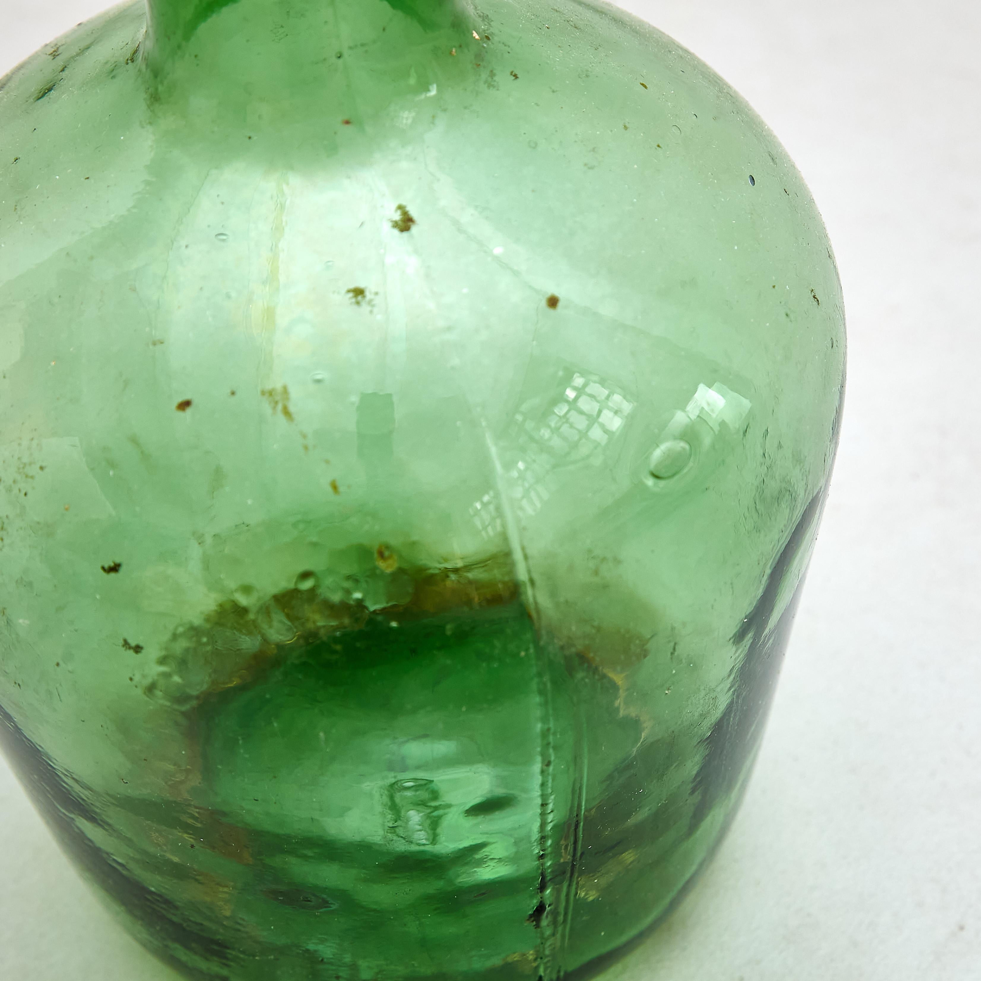 Set of 2 Early 20th Centry Spanish Glass Bottle Vase, circa 1940 3