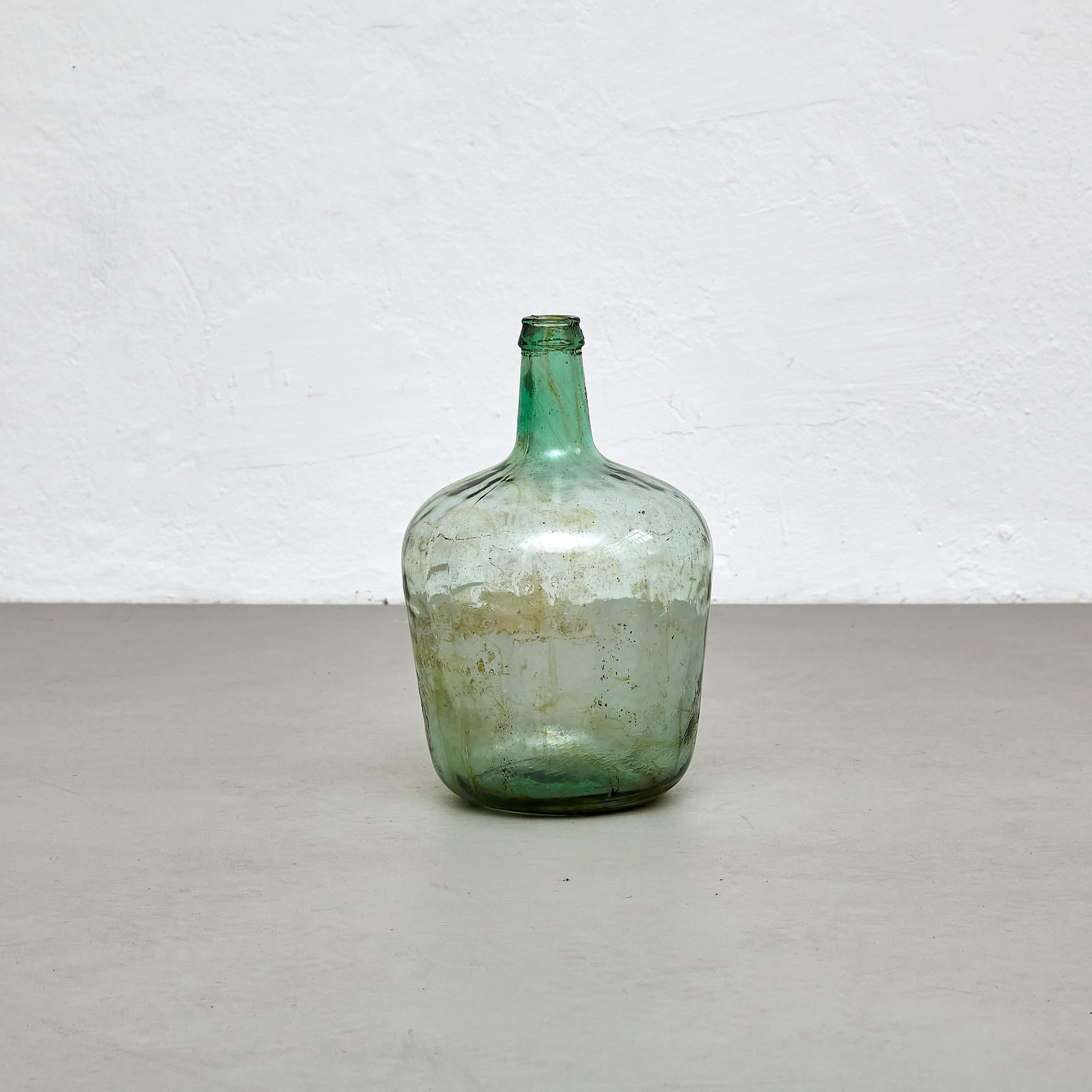 Set of 2 Early 20th Centry Spanish Glass Bottle Vase, circa 1940 5