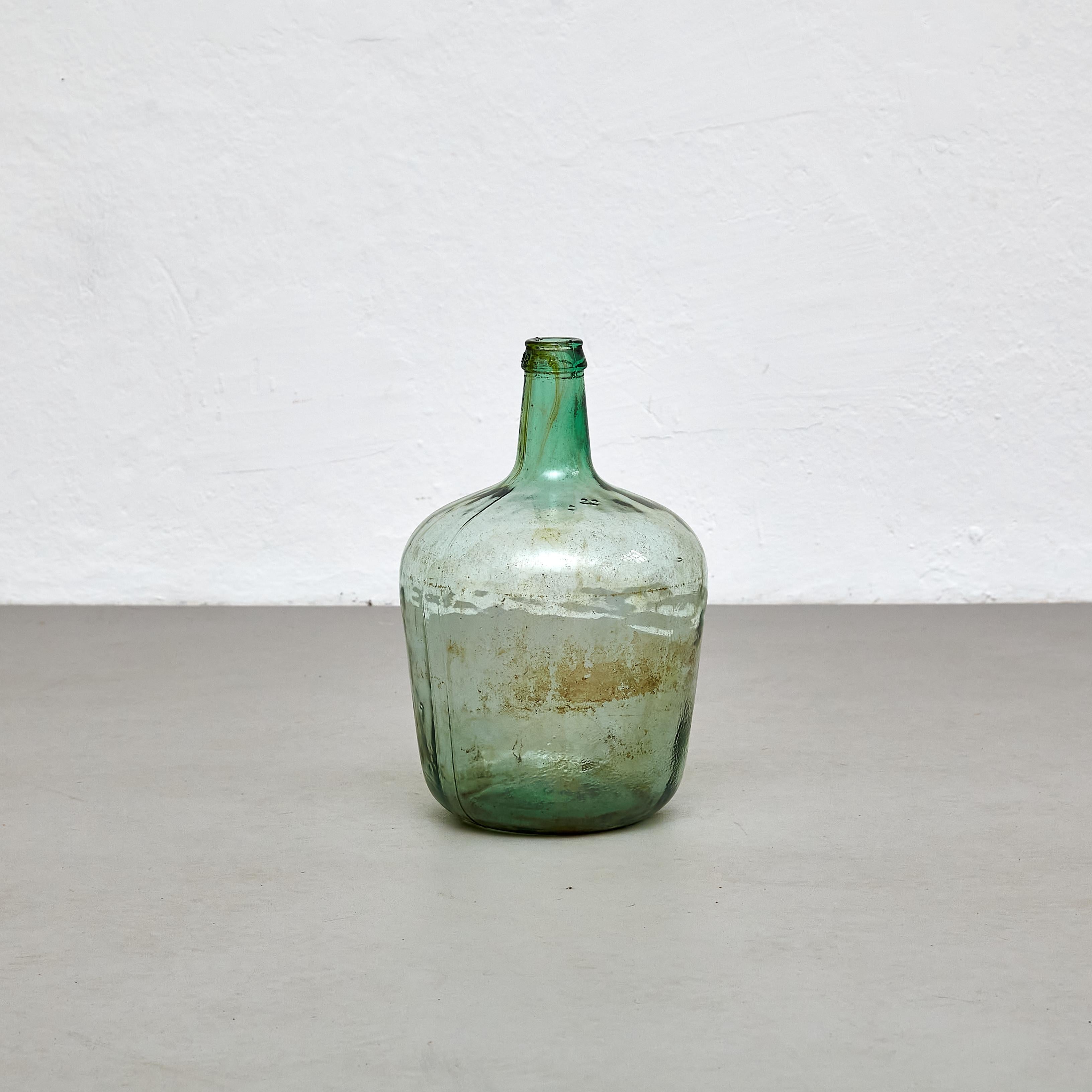 Set of 2 Early 20th Centry Spanish Glass Bottle Vase, circa 1940 6