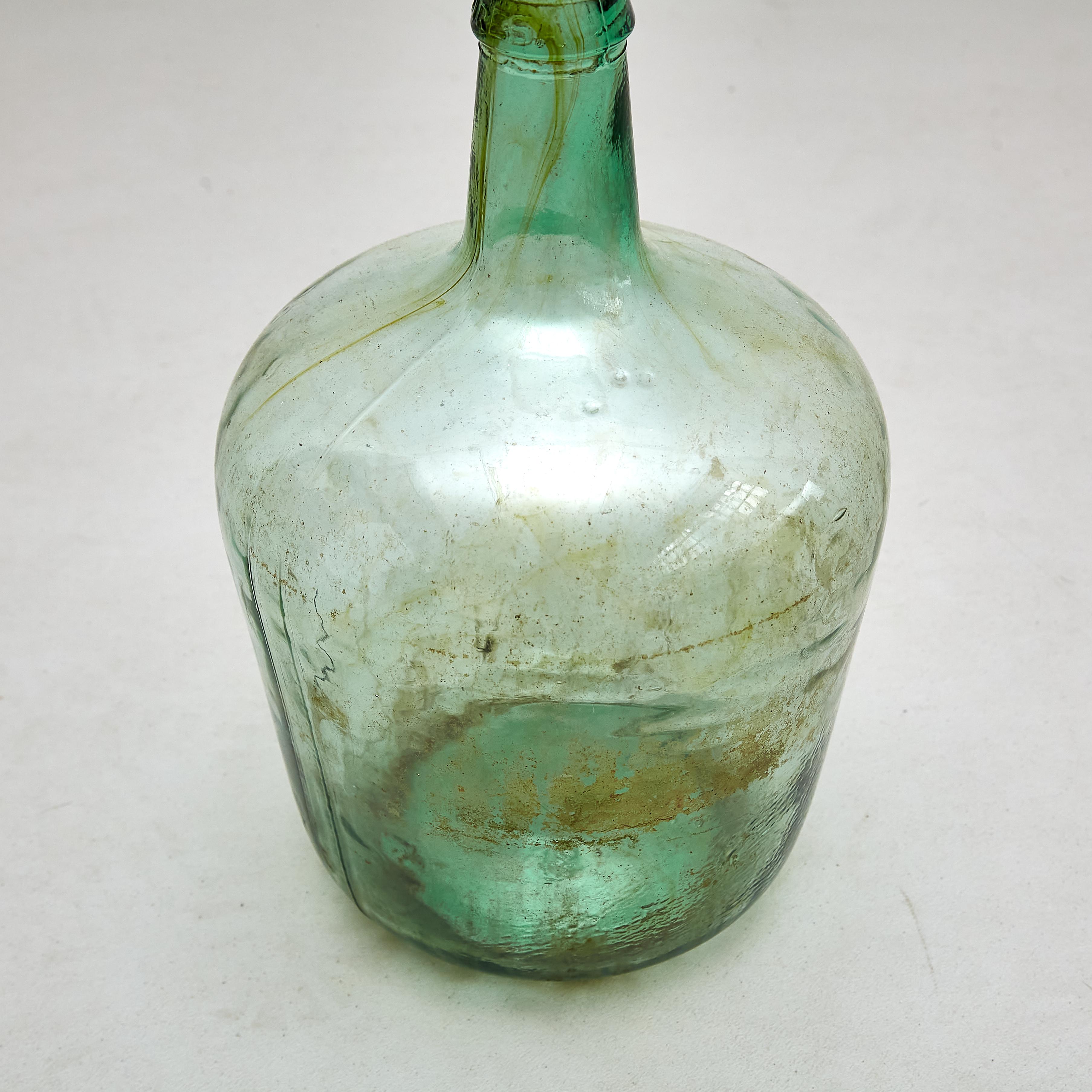 Set of 2 Early 20th Centry Spanish Glass Bottle Vase, circa 1940 7