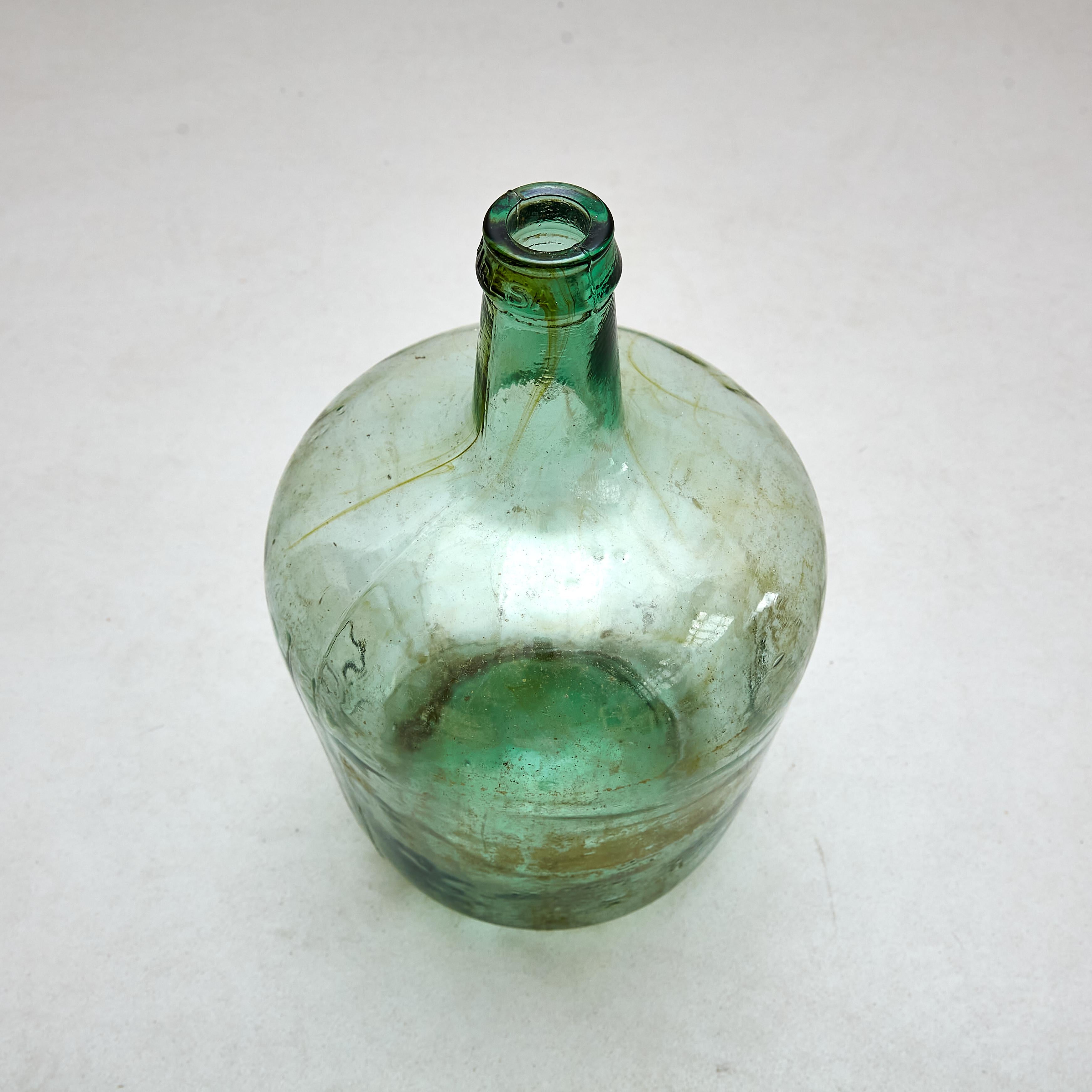 Set of 2 Early 20th Centry Spanish Glass Bottle Vase, circa 1940 8